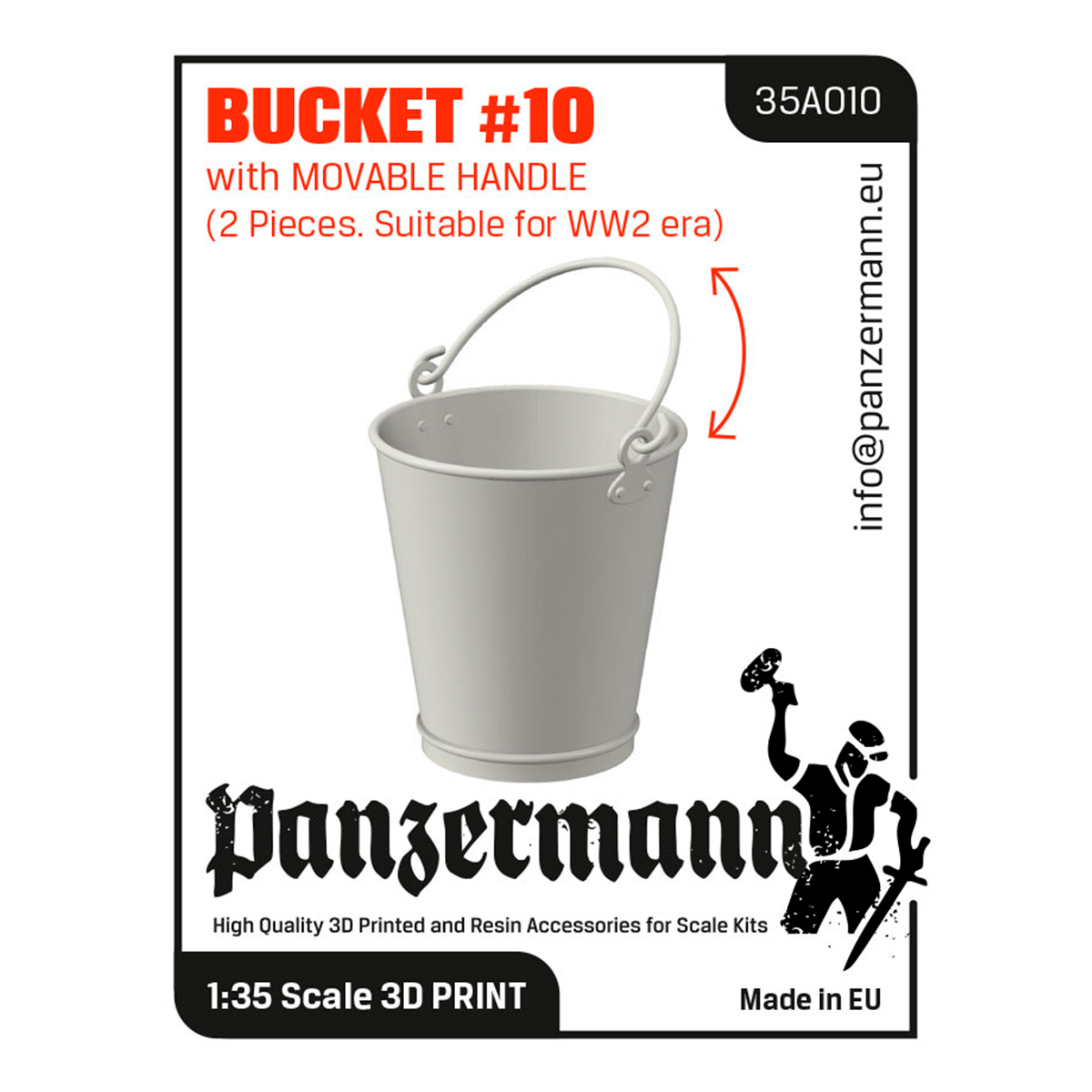 Bucket #10 with movable handle – (2 pieces, suitable for WW2 era) 1/35