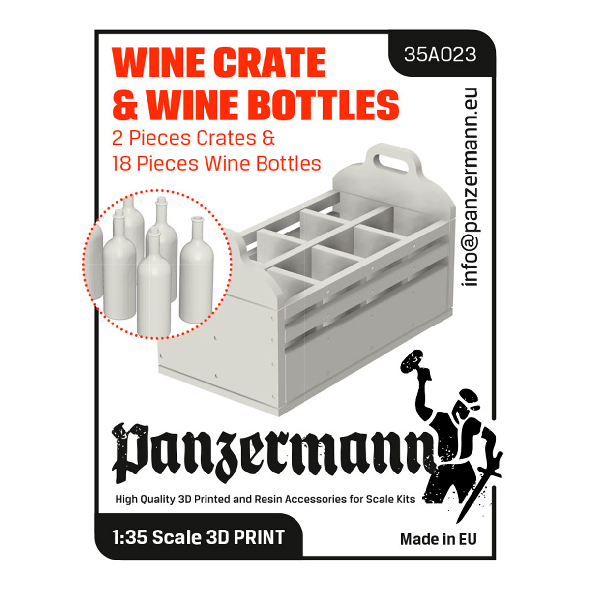 Wine crate and wine bottles, (2 crates and 18 wine bottles) 1/35