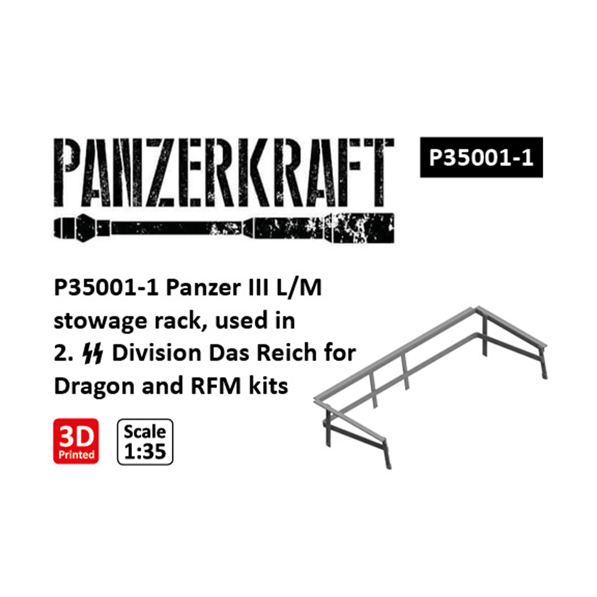 Panzer III L/M stowage rack, used in 2. SS Division «Das Reich» for Dragon and RFM kits 1/35