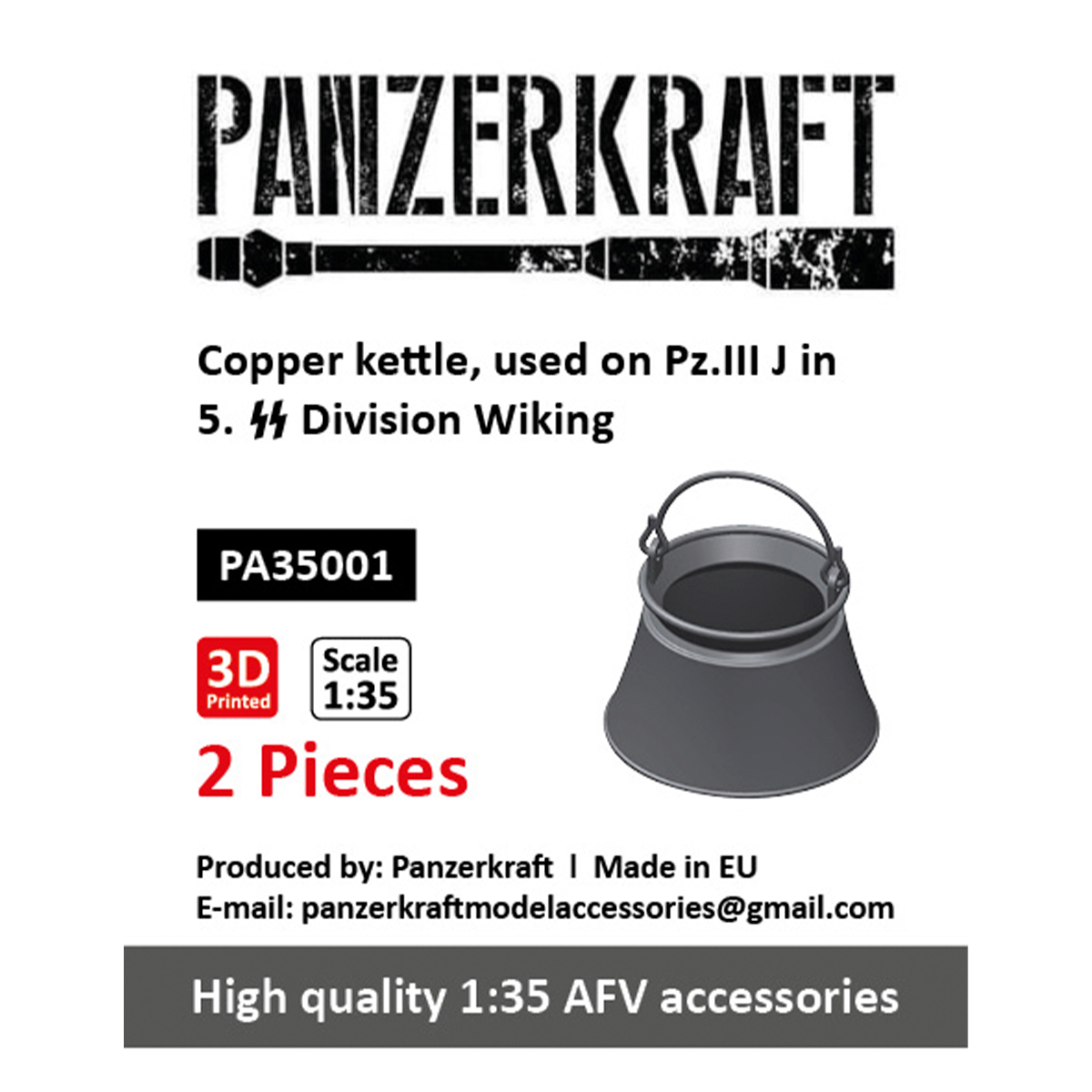 Copper kettle, used on Pz.III J in 5.SS Division «Wiking», 2 pieces. 1/35