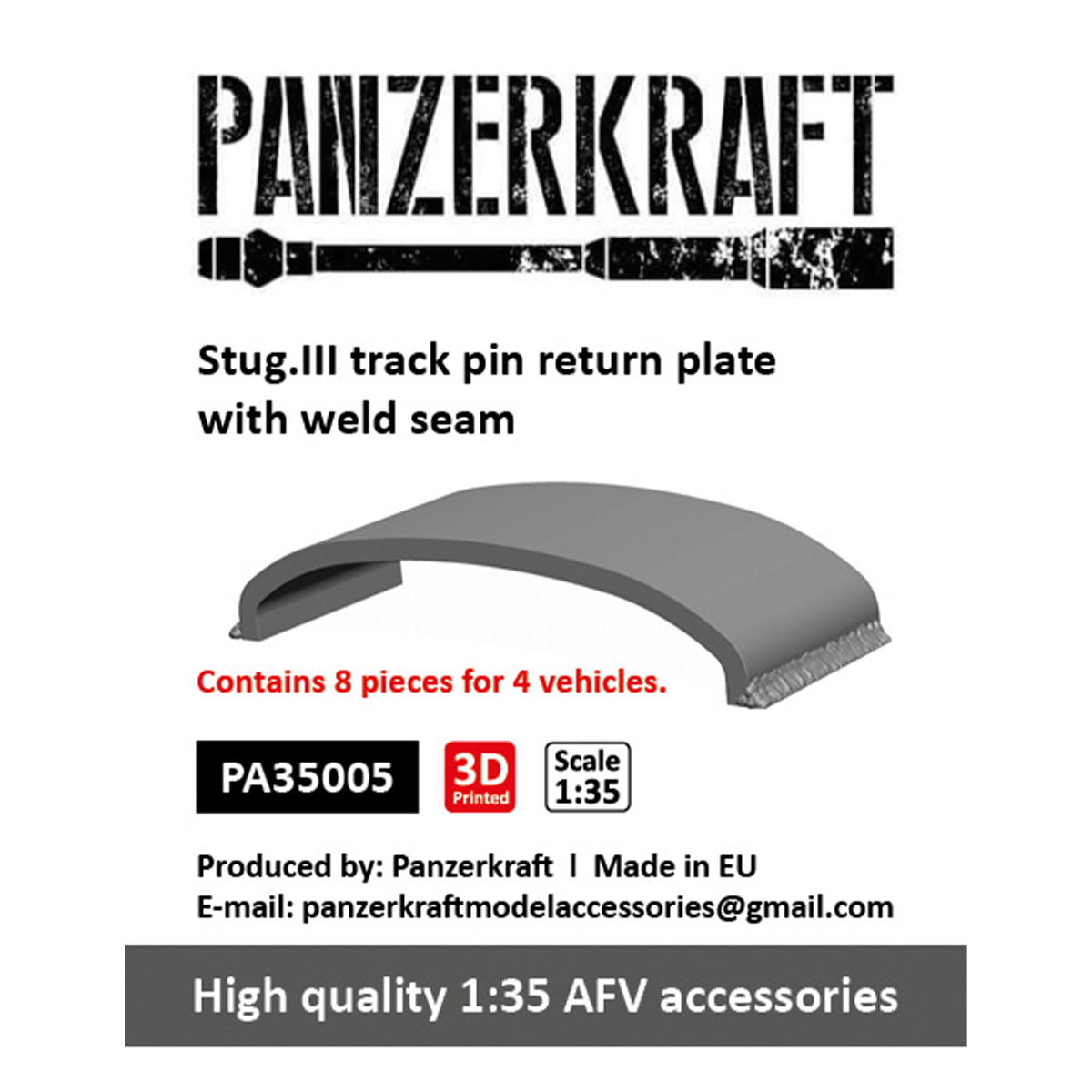 Stug.III G late track pin return plate with weld seam, MIAG and Alkett, for 4 vehicles. 1/35