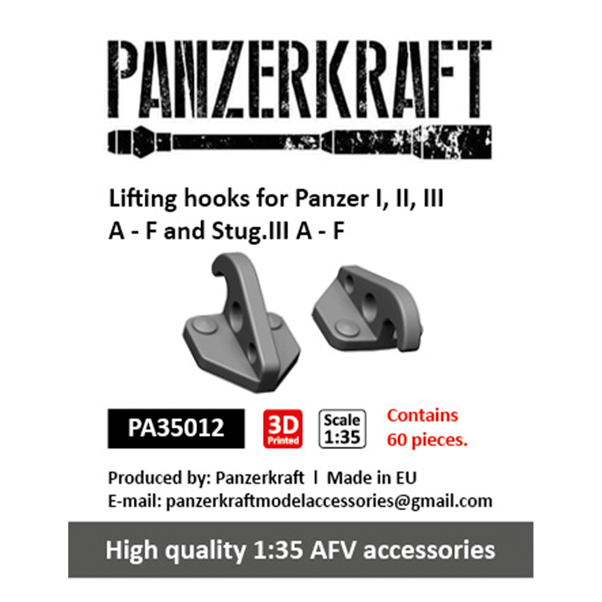 Lifting hooks for Panzer I, II, III A – F and Stug.III A – F, 60 pcs. 1/35