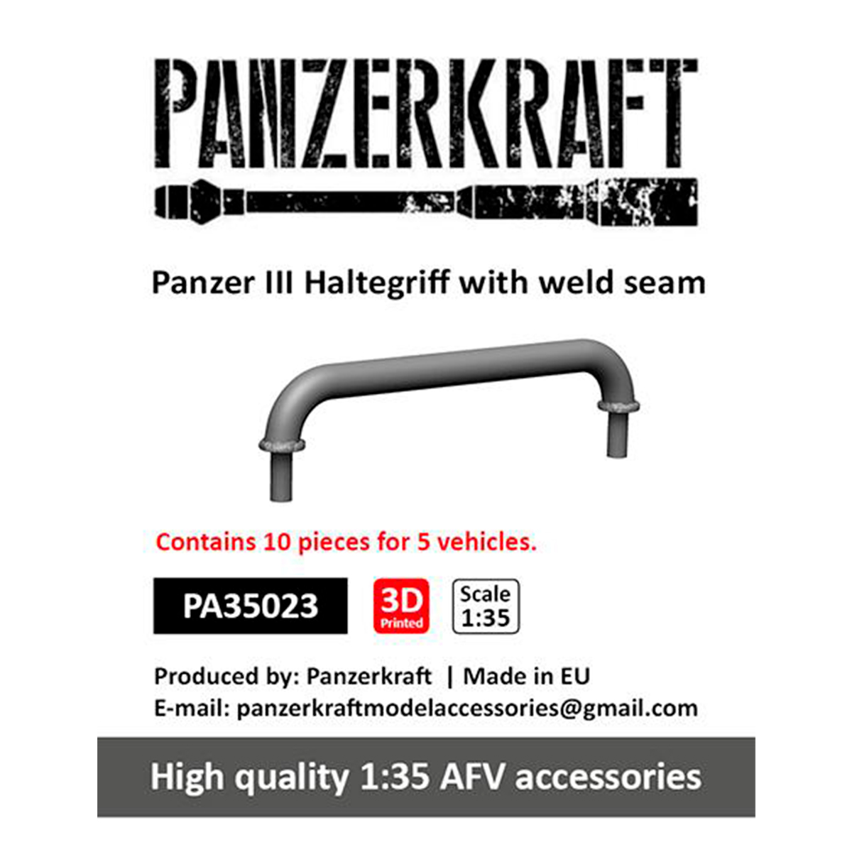 Panzer III Haltegriff with weld seam, for 5 vehicles. 1/35