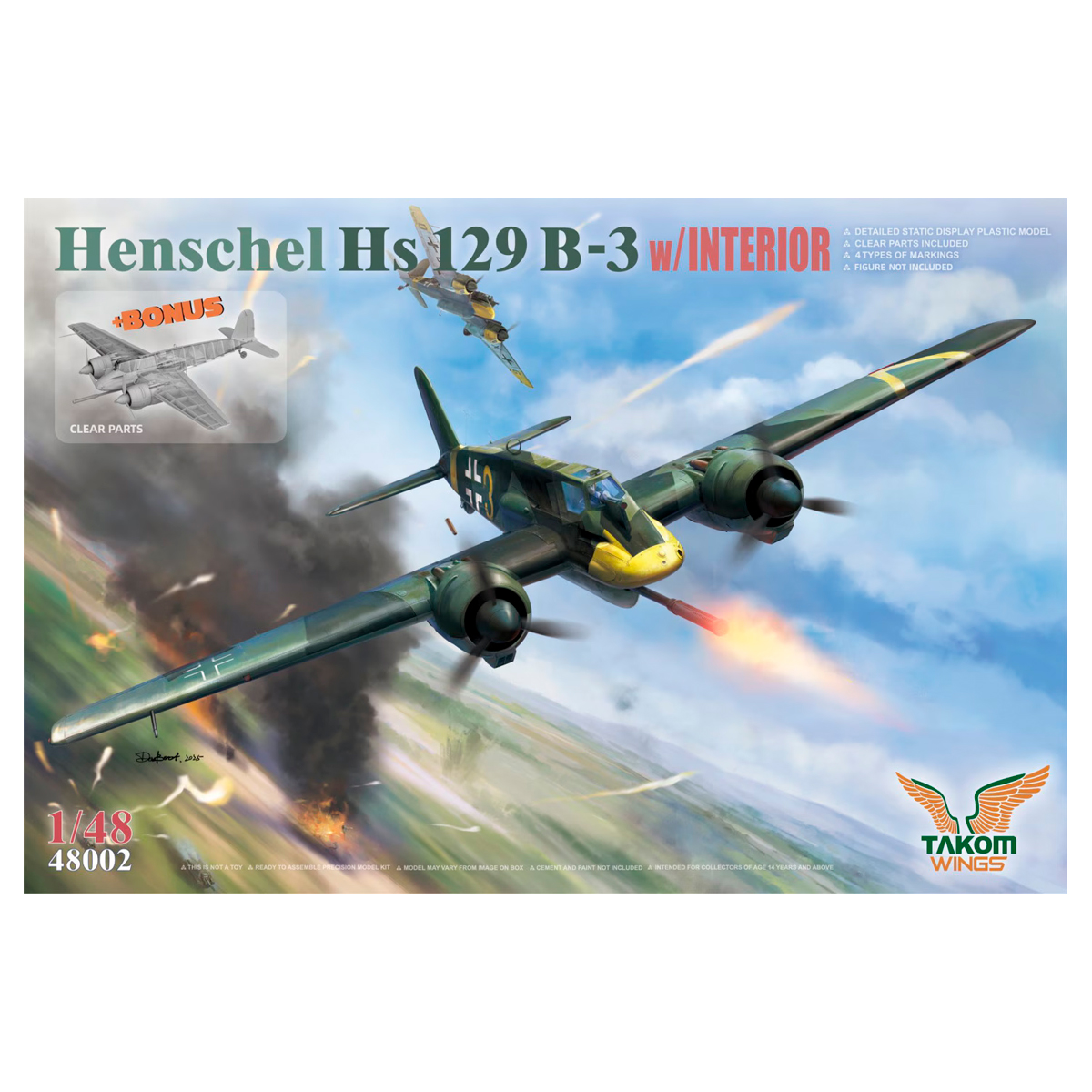 1/48 Henschel Hs 129 B-3 w/ Interior + Bonus