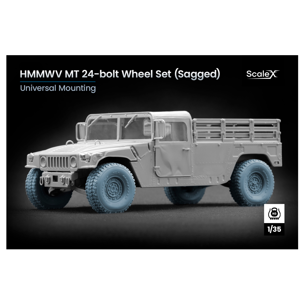 HMMWV MT 24-bolt Sagged wheel set 1/35