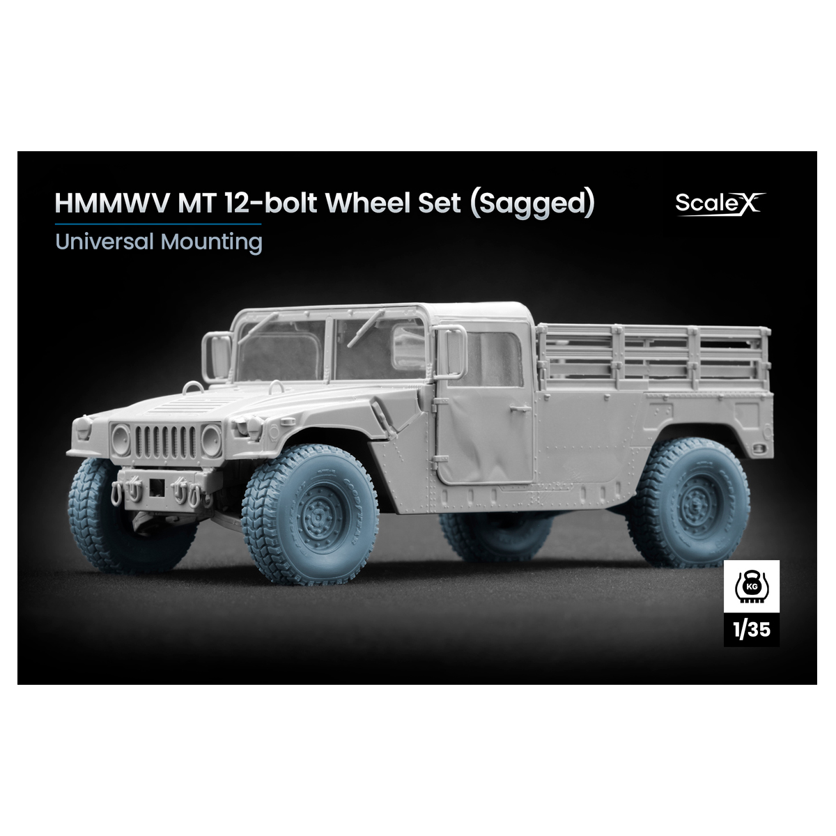 HMMWV MT 12-bolt Sagged wheel set 1/35