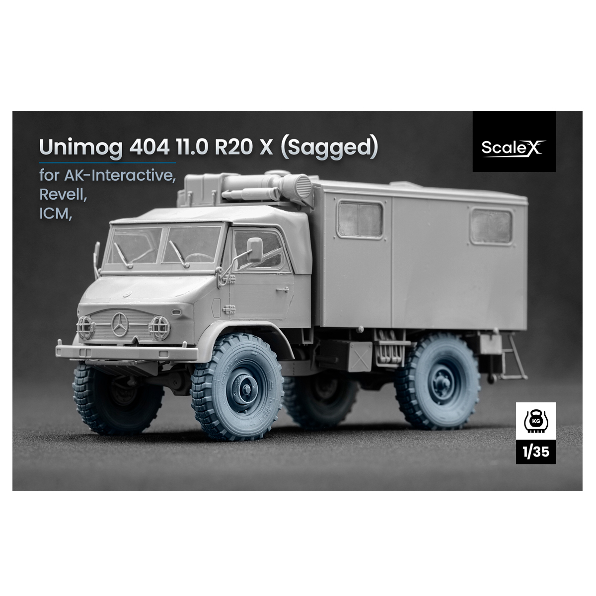 Unimog 404 11.0R20 X v2 Sagged wheel set 1/35
