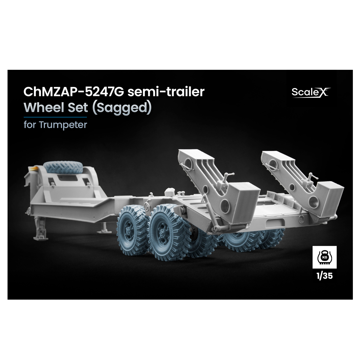 ChMZAP-5247G semi trailer Sagged wheel set 1/35