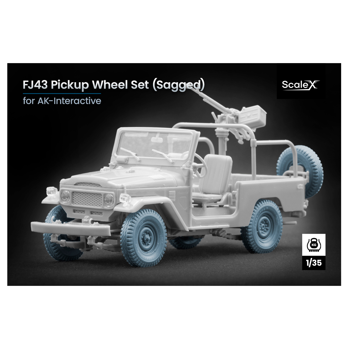 FJ43 pickup Sagged wheel set 1/35