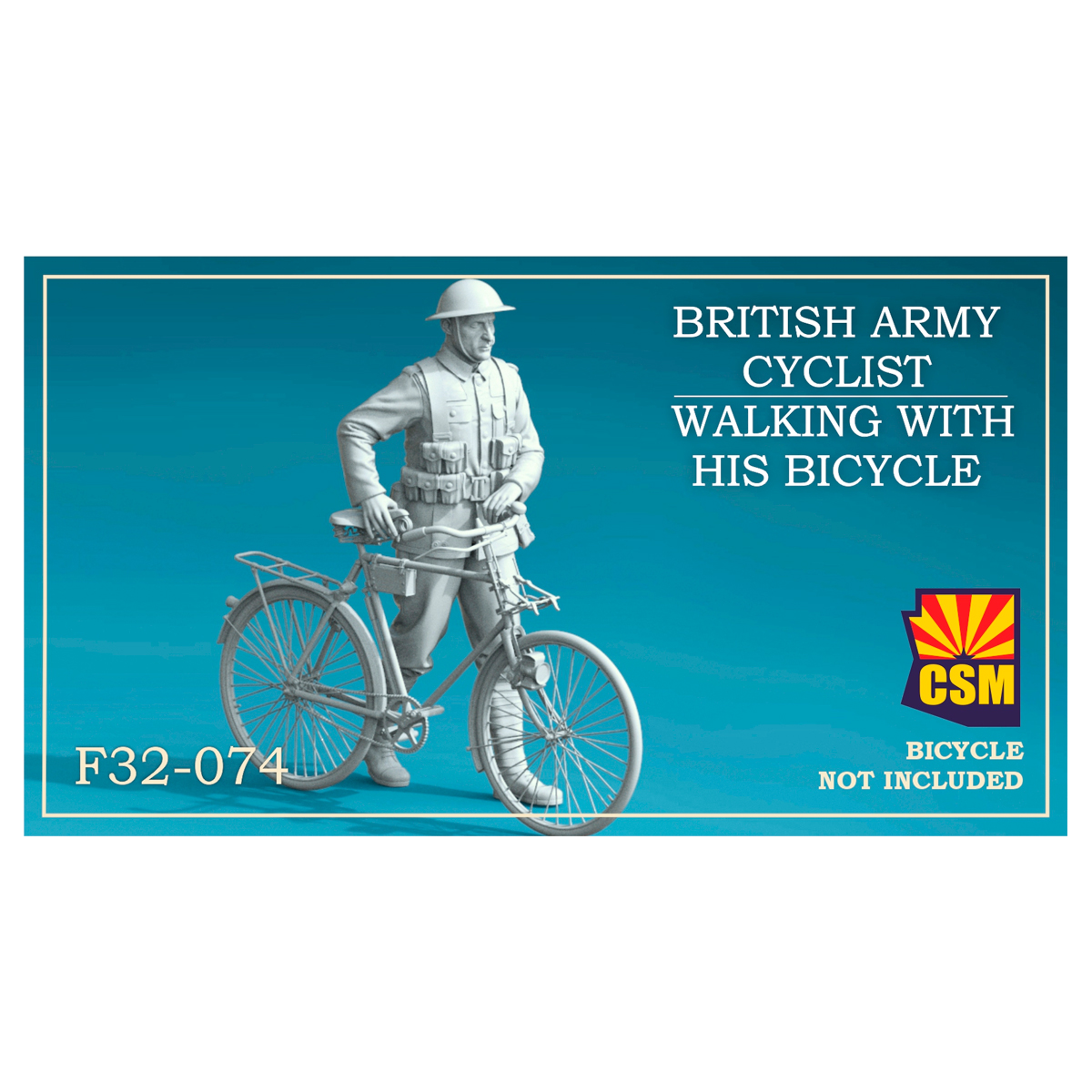 1/32 British Army Cyclist walking with his bicycle