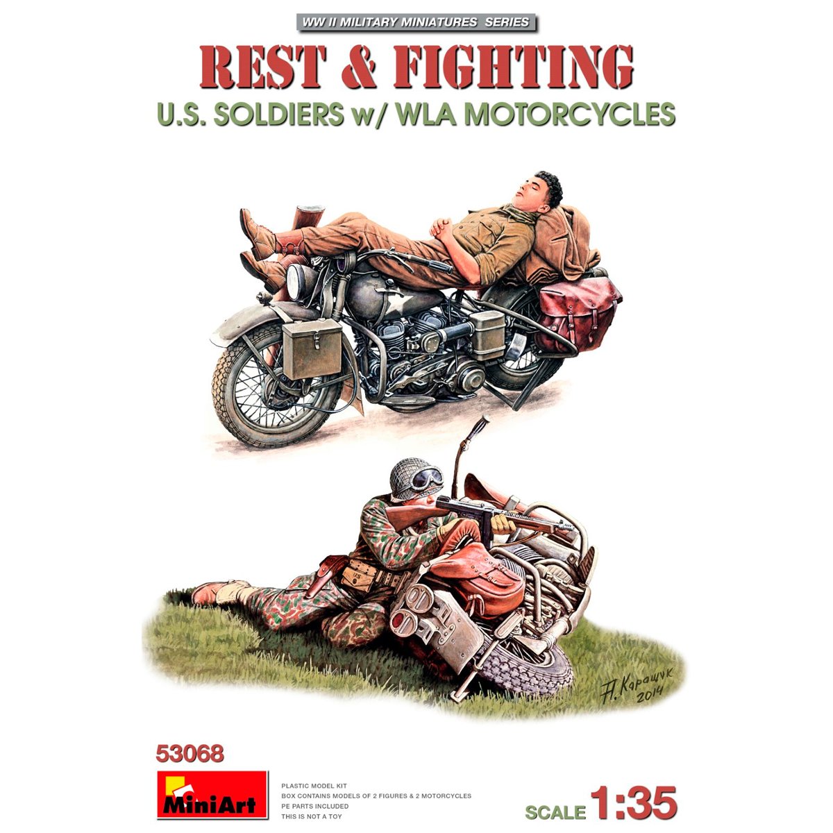 1/35 Rest & Fighting. U.S. Soldiers w/ WLA Motorcycles