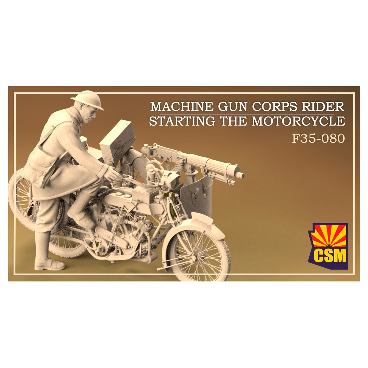 1/35 Machine Gun Corps Rider Starting the Motorcycle