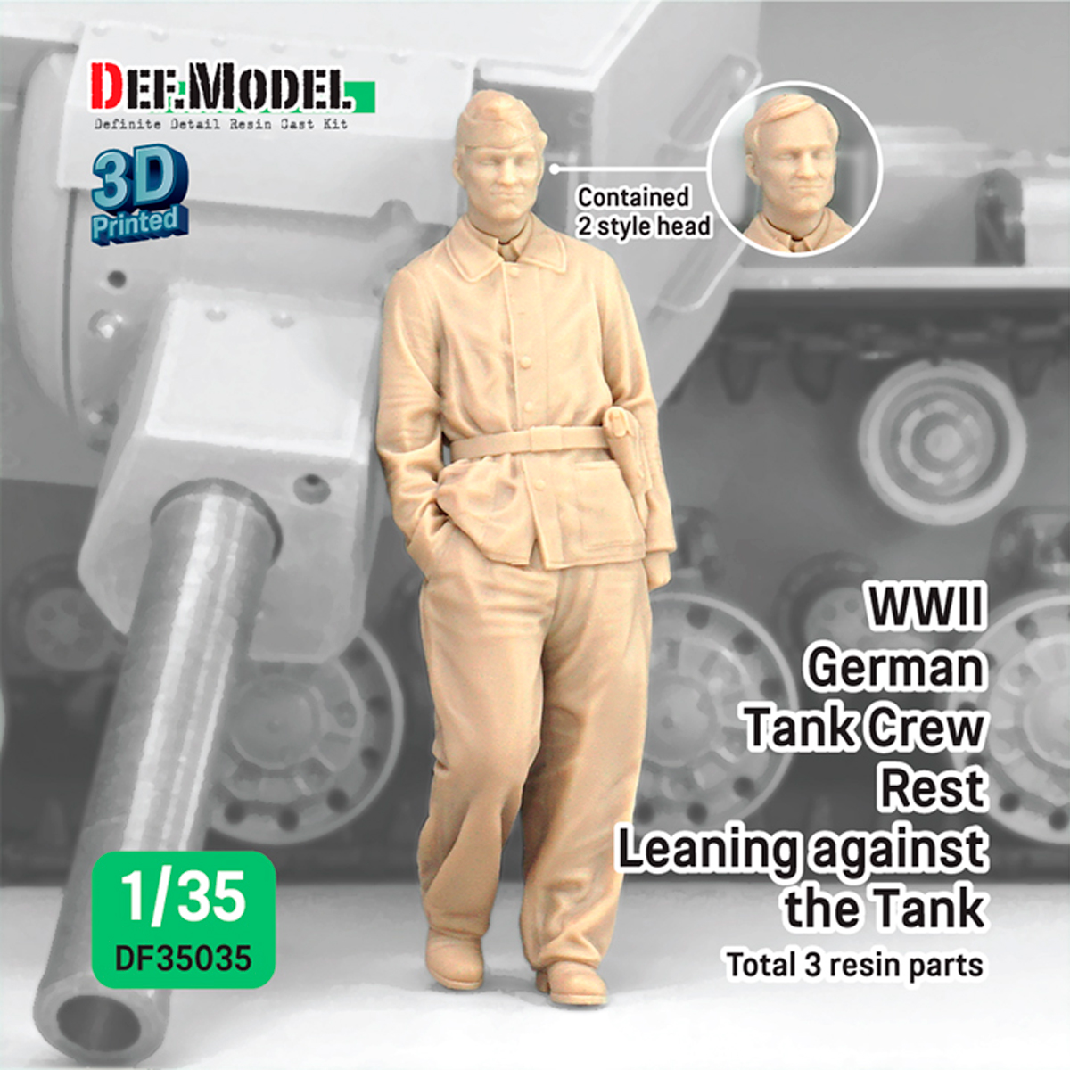 WWII German Tank crew rest leaning front of Tiger-1 (1Fig. 2head) ( 3d Printed parts)