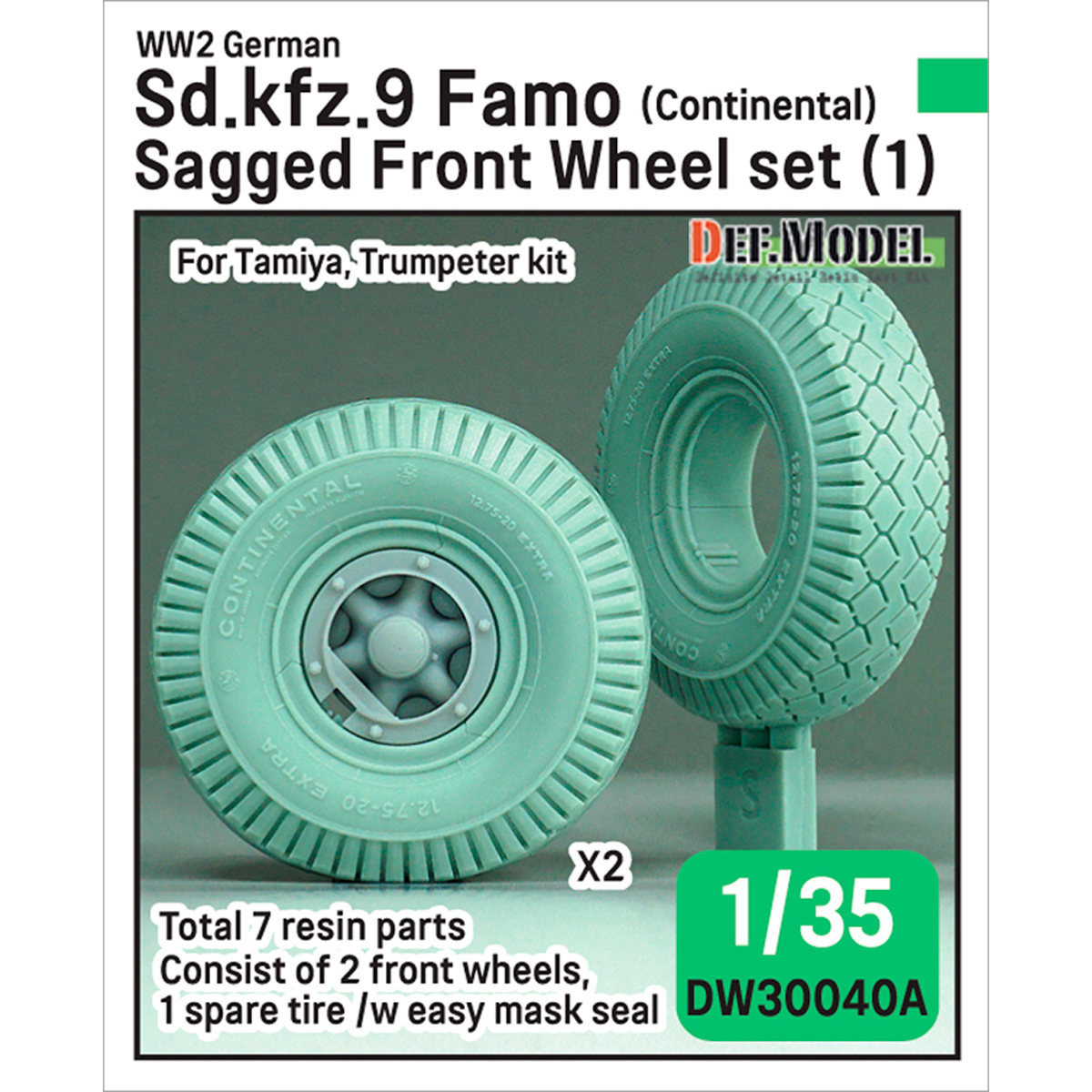 German Sd.Kfz.9 Famo Sagged front Wheel set ( for Tamiya 1/35)