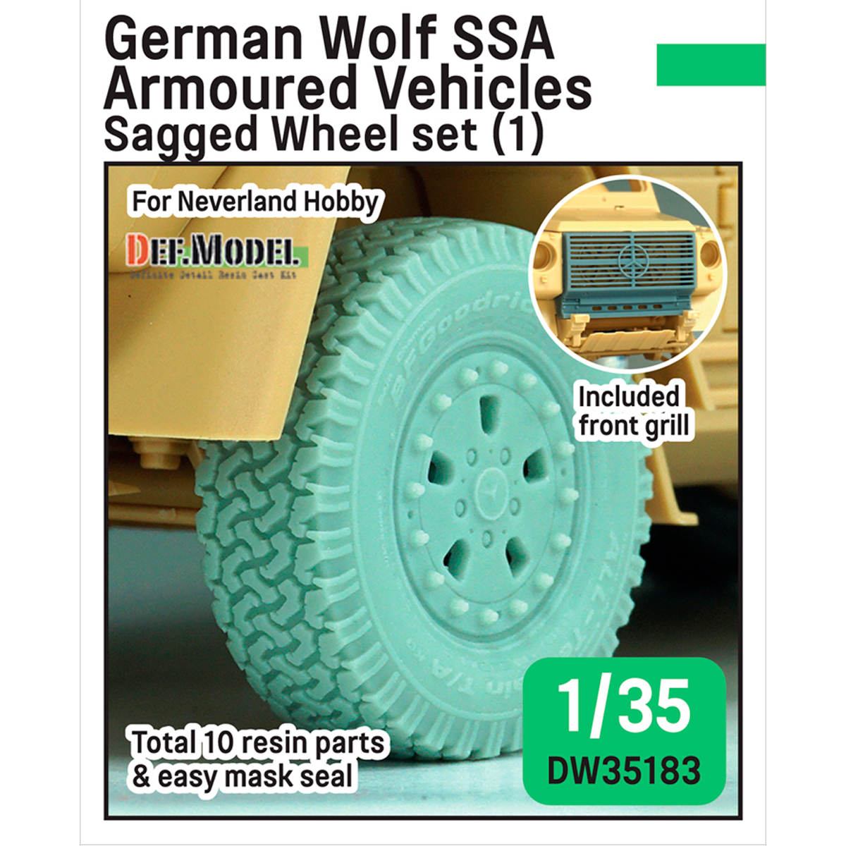 German Wolf SSA Sagged wheel set (1) (for Neverland hobby 1/35 kit)