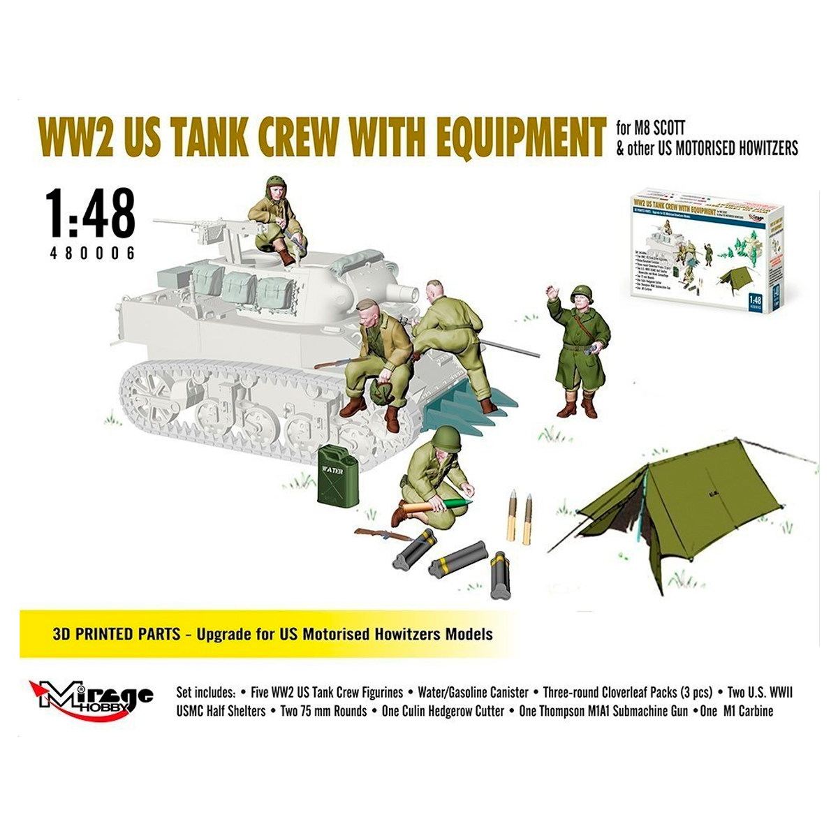 1/48 WW2 US Tank Crew With Equipment