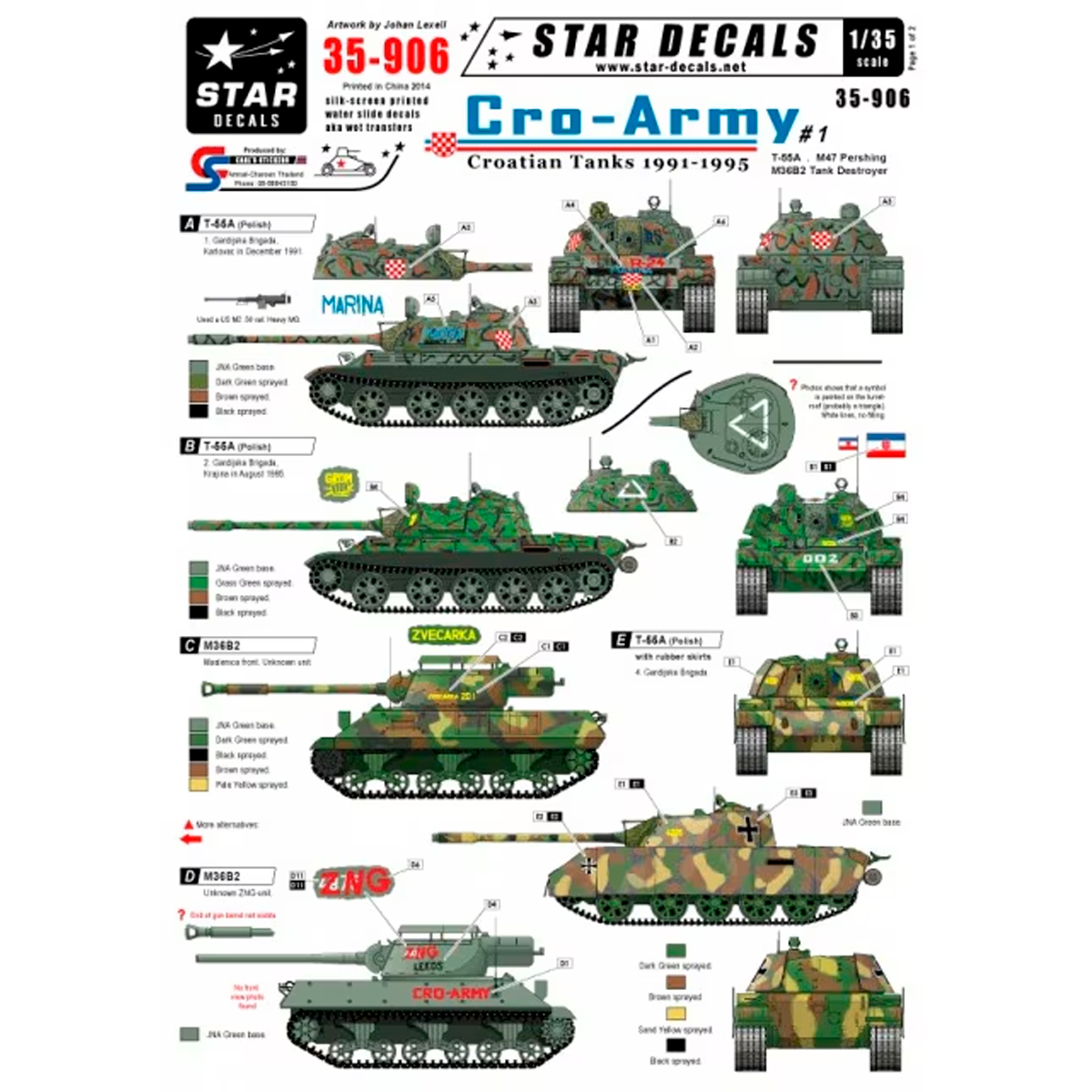 STAR DECALS 1/35 Cro-Army #1 Croatian Tanks 1991-1995