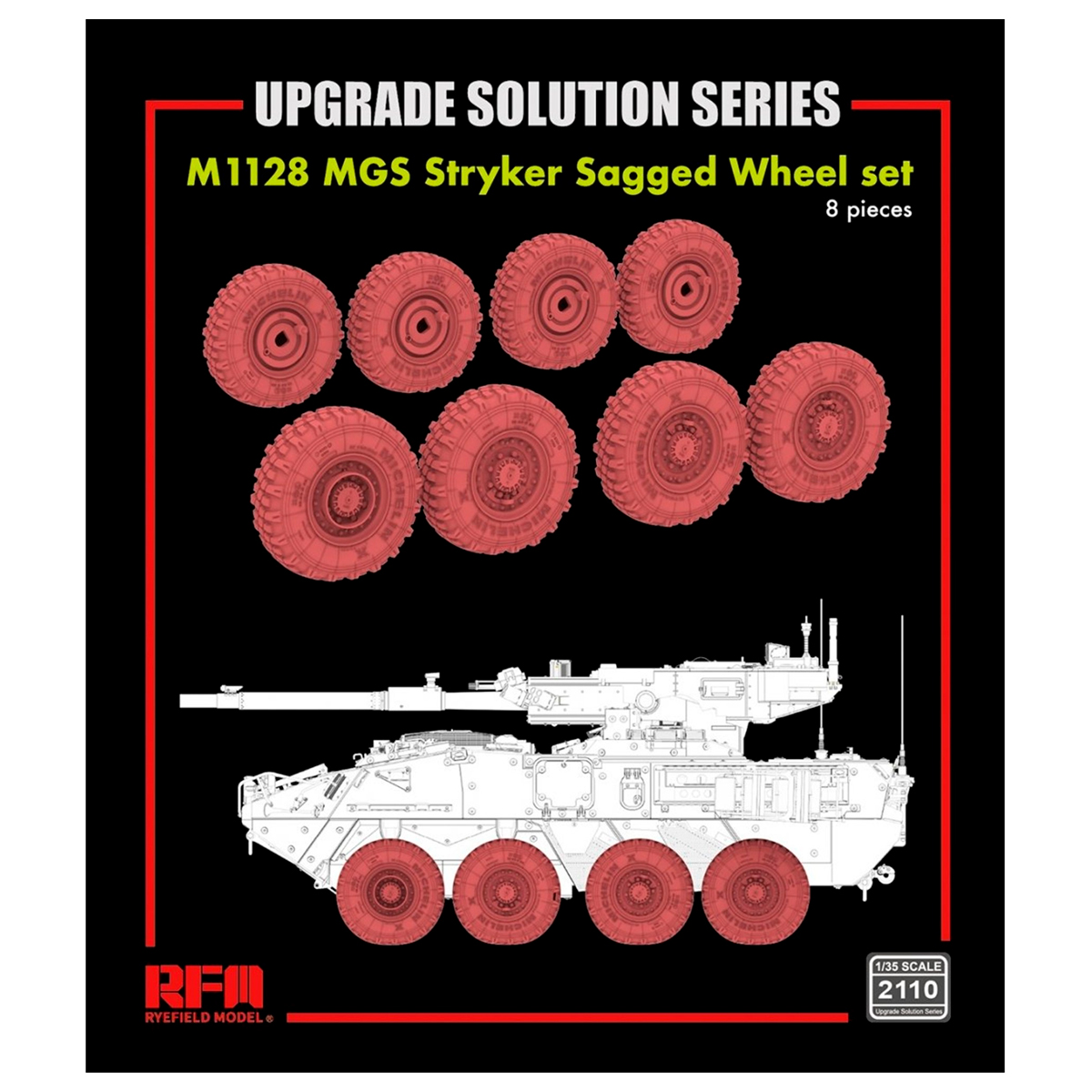 1/35 M1128 MGS Stryker Sagged Wheel set, 8 pcs