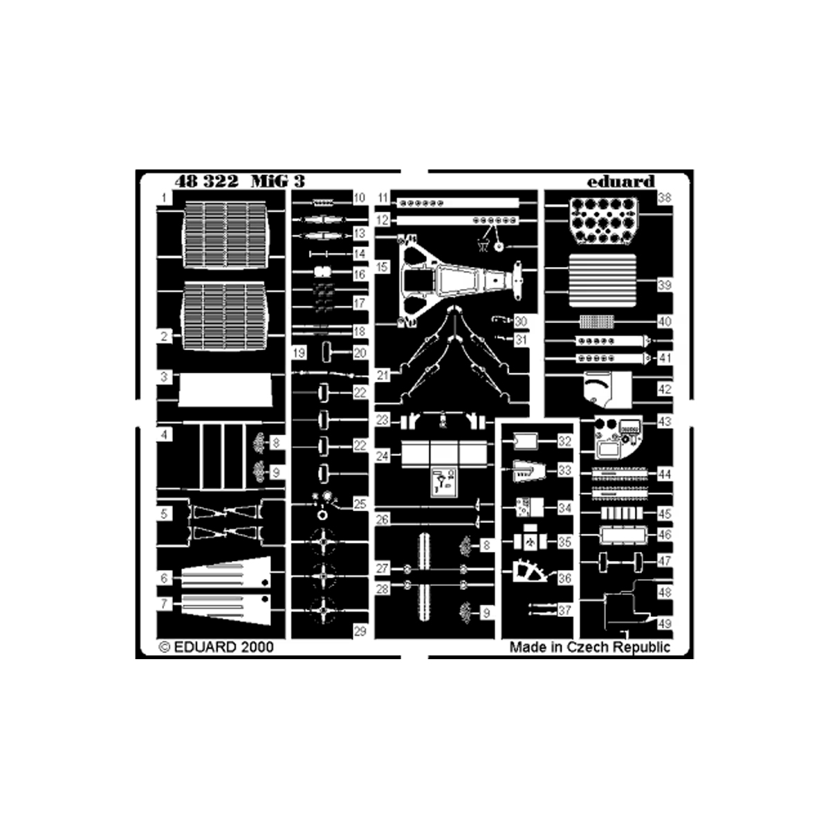 Eduard 1/48 MiG-3 detail set for ICM photo-etched detail set