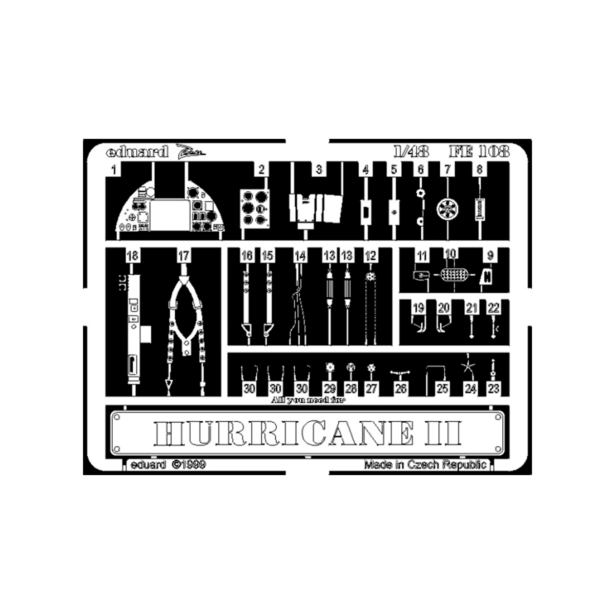 Eduard 1/48 Hurricane II detail set for Hasegawa photo-etched detail set