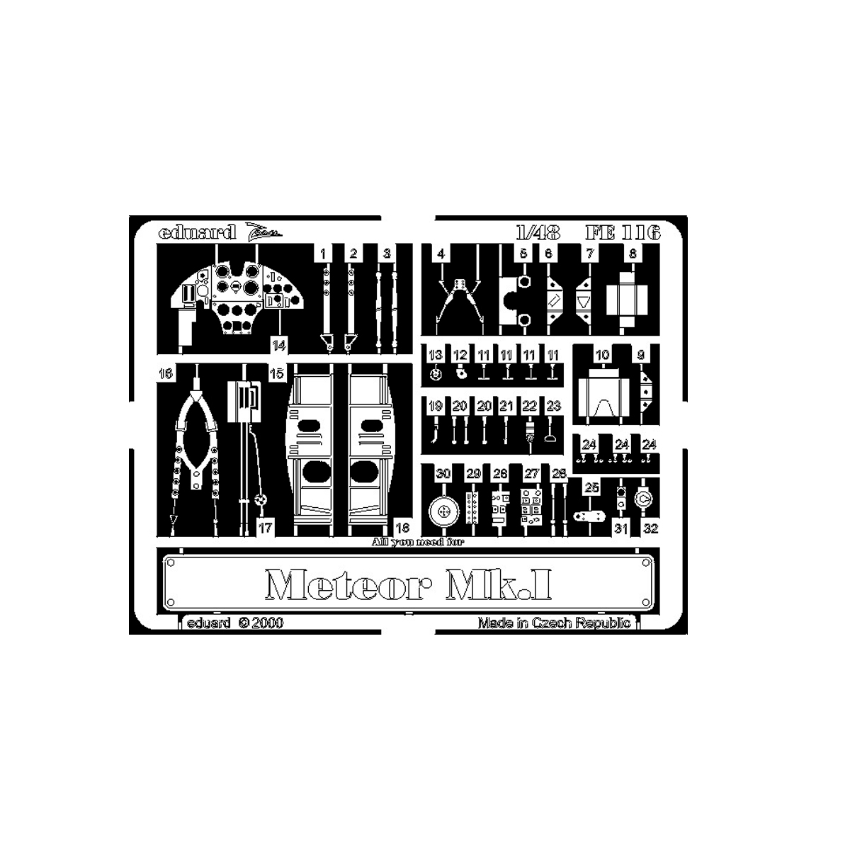 Eduard 1/48 Meteor F.Mk.1 detail set for Tamiya photo-etched detail set