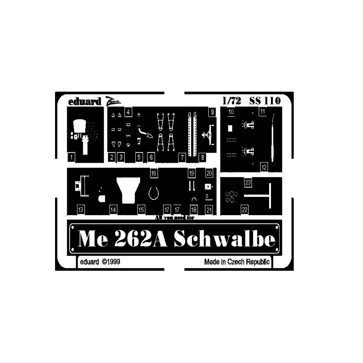 Eduard 1/72 Me 262A Schwalbe detail set for Revell photo-etched detail set