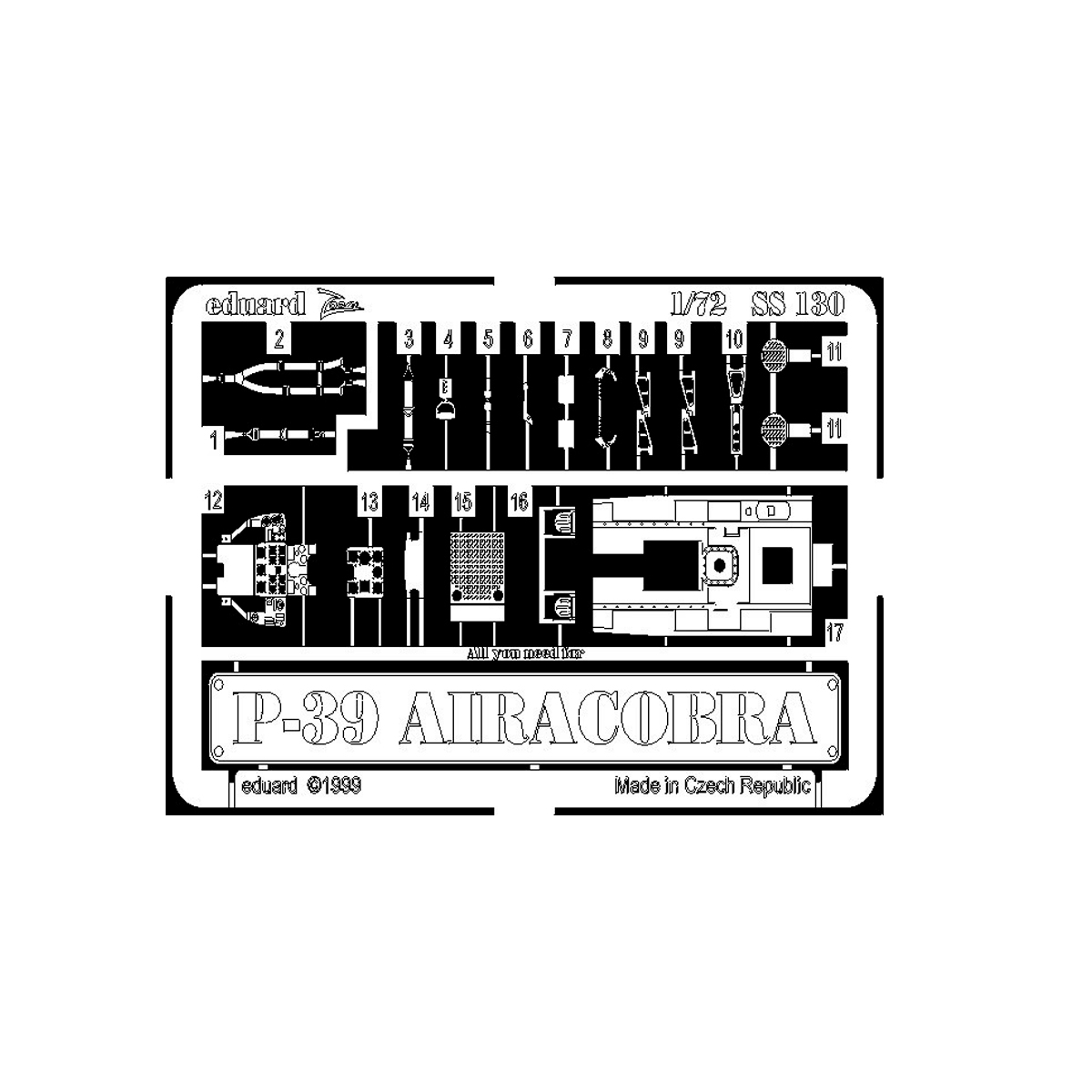 Eduard 1/72 P-39 Airacobra detail set for Academy photo-etched detail set
