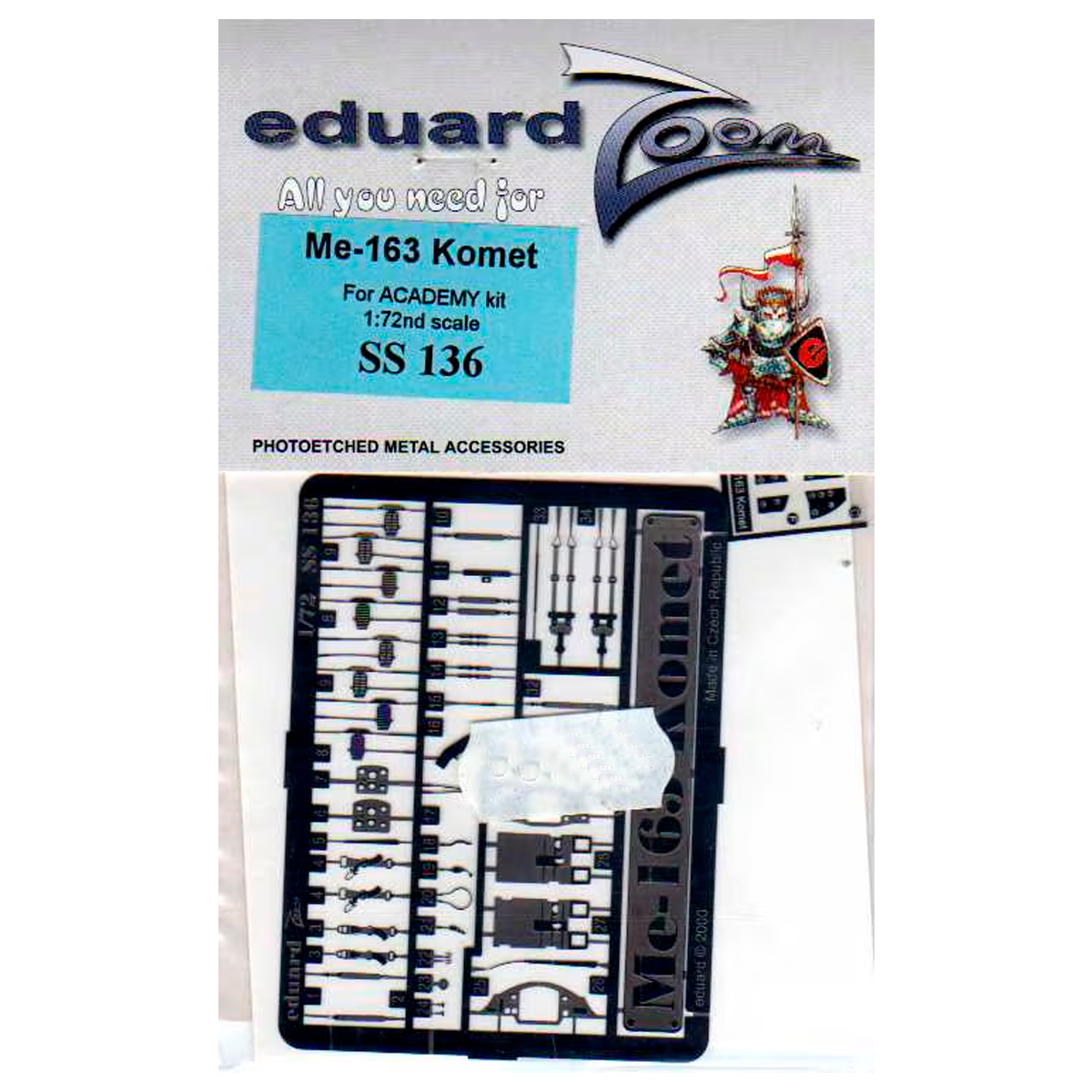 Eduard 1/72 Zoom Messerschmitt Me 163 detail set for Academy photo-etched detail set