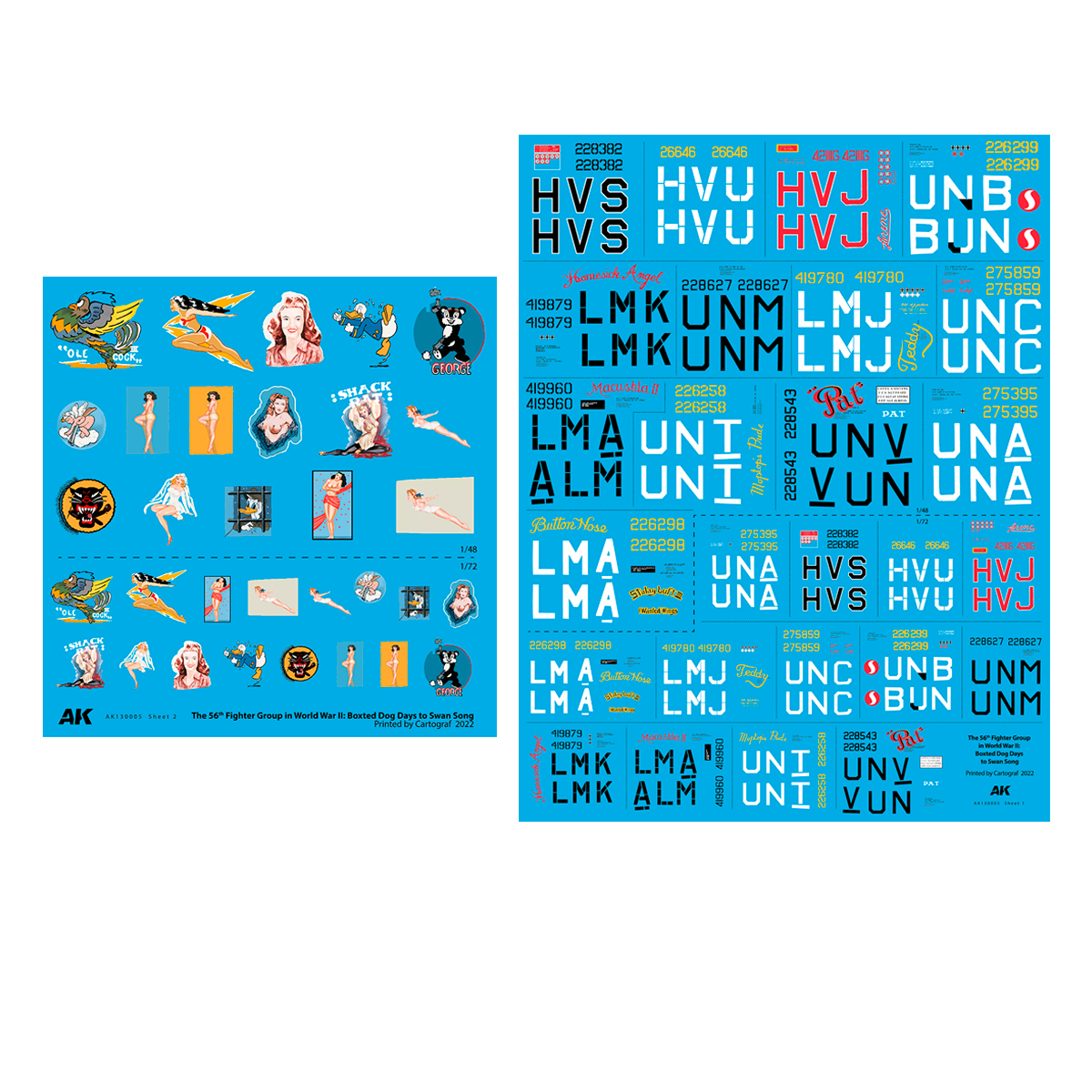 THE 56TH FIGHTER GROUP IN WORLD WAR II decals set 1:48 and 1:72 scale. – Limited edition