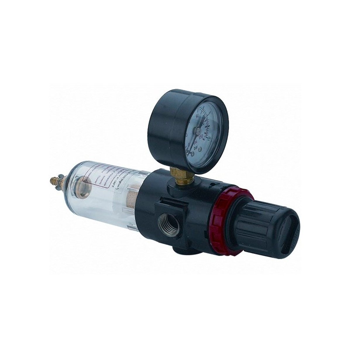 PRESSURE REGULATOR W/ PRESSURE GAUGE AND DECANTER – REGULADOR DE PRESIÓN CON MANÓMETRO Y DECANTADOR