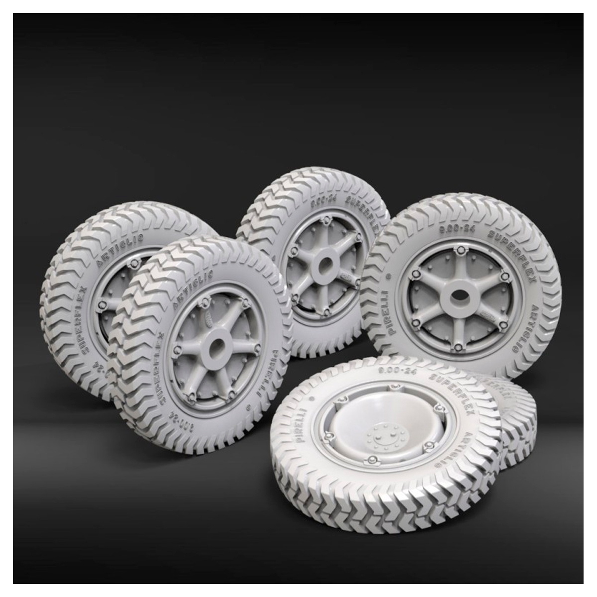 Autoblinda AB41 ‘Artiglio’ wheels set (1/35 scale) 3D printed