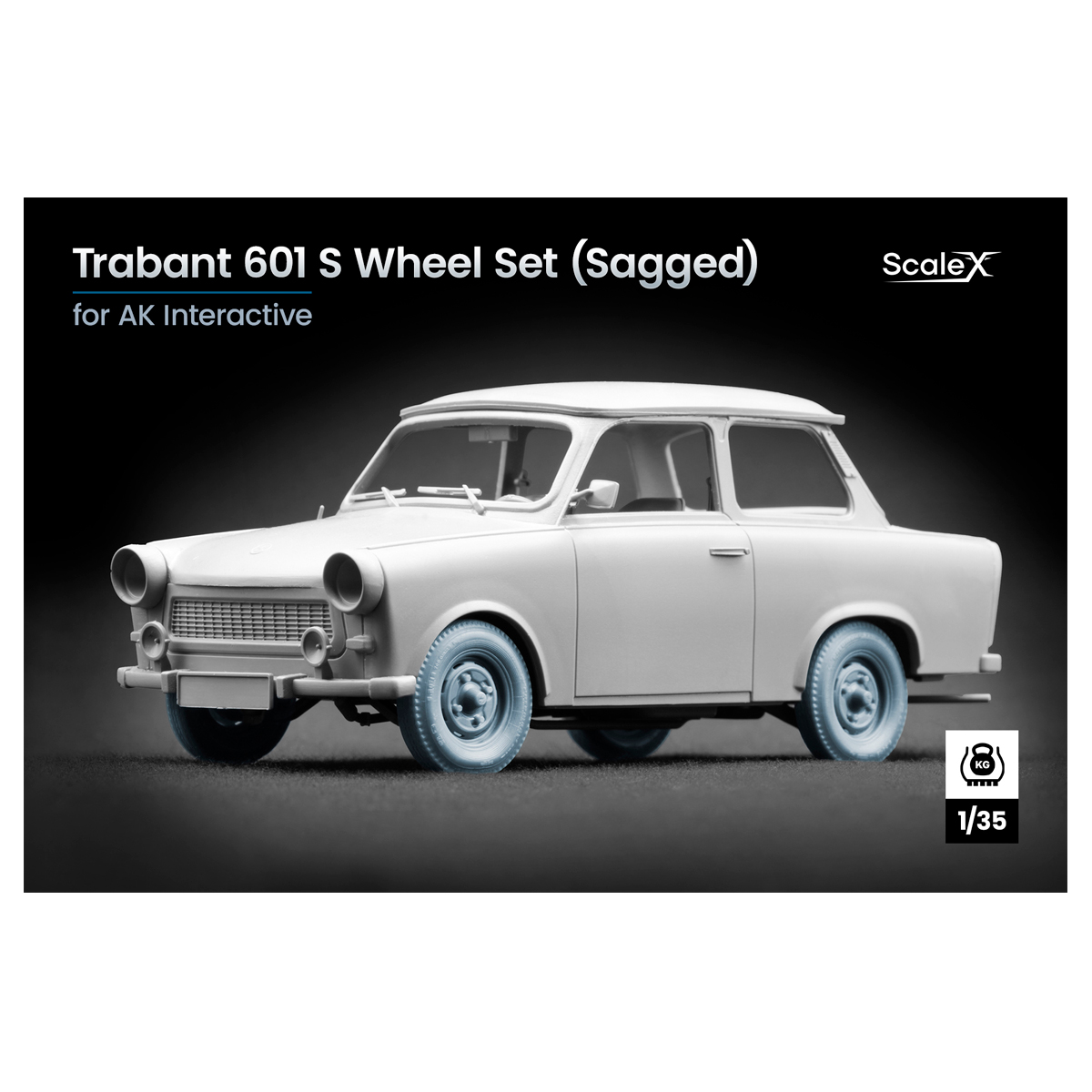 Trabi 601 S Sagged wheel set 1/35