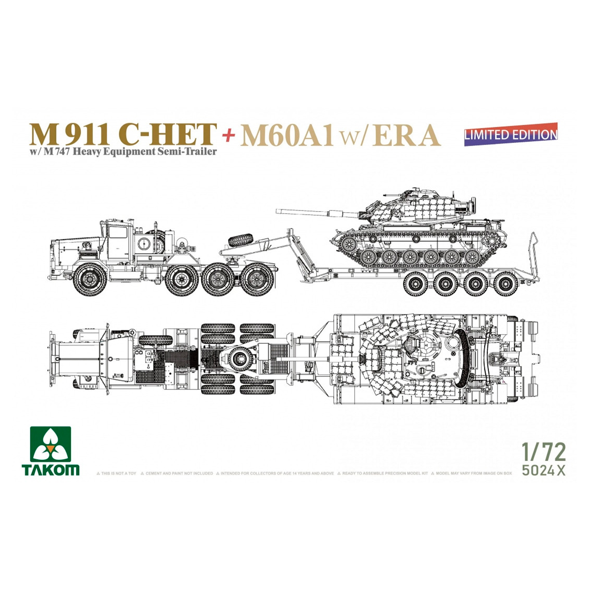 1/35 M911 C-HET w/ M747 Heavy Equipment Semi-Trailer + M60A1 w/ ERA Limited Edition