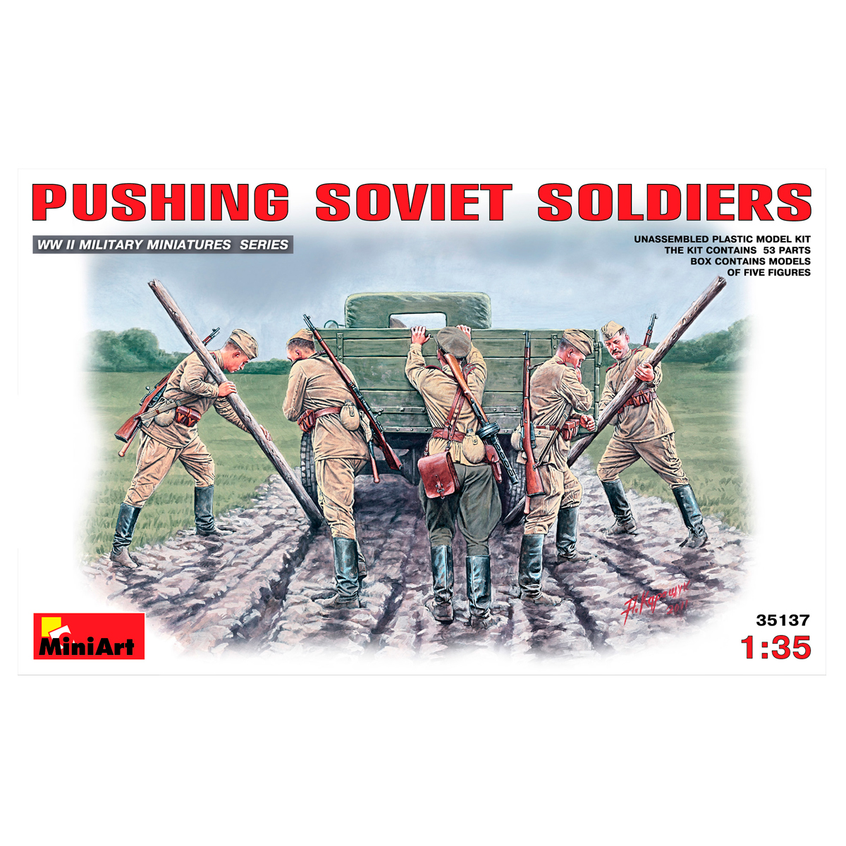 1/35 Pushing Soviet Soldiers