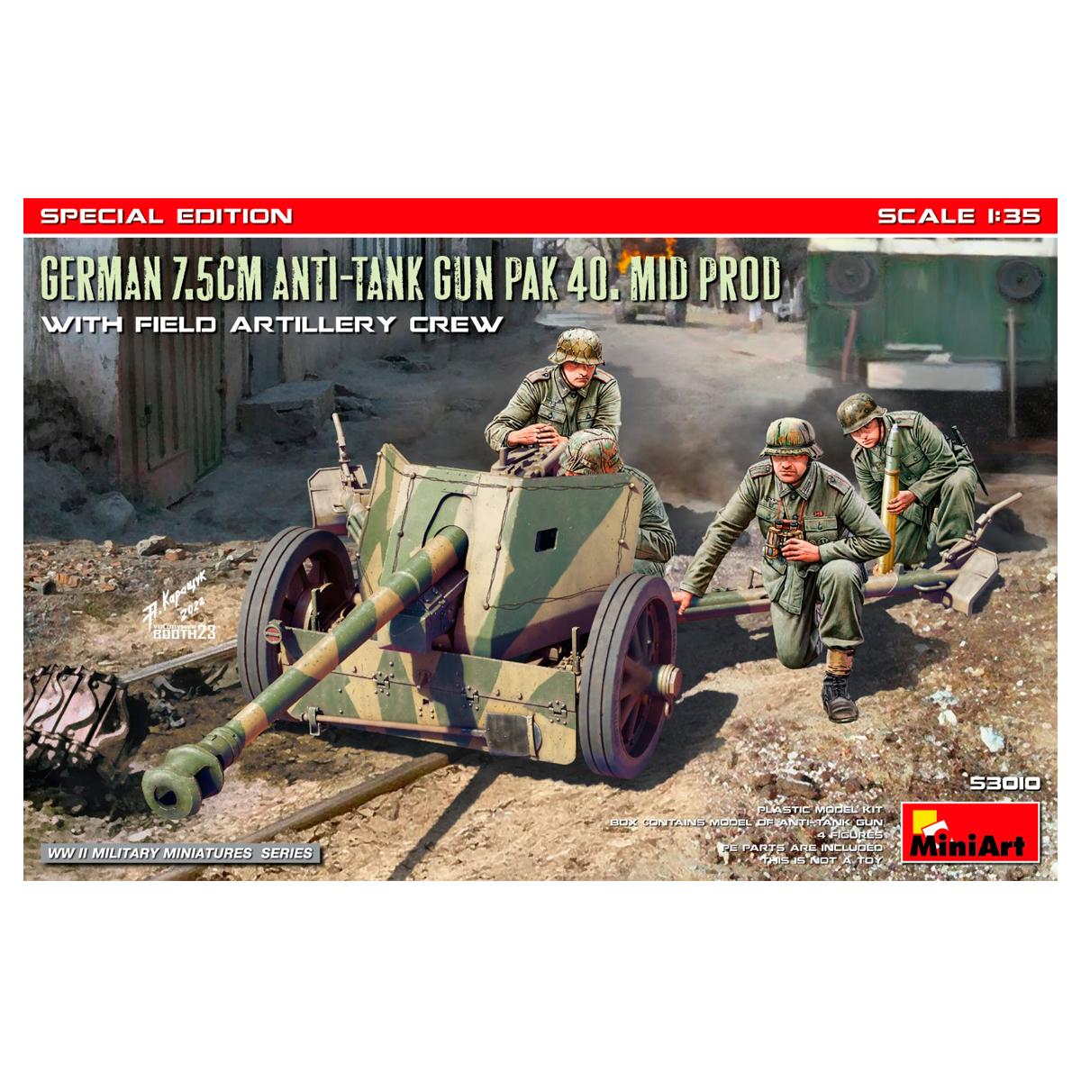 1/35 German 7.5cm Anti-Tank Gun PaK 40. Mid Prod w/ Artillery Crew. Special Edition