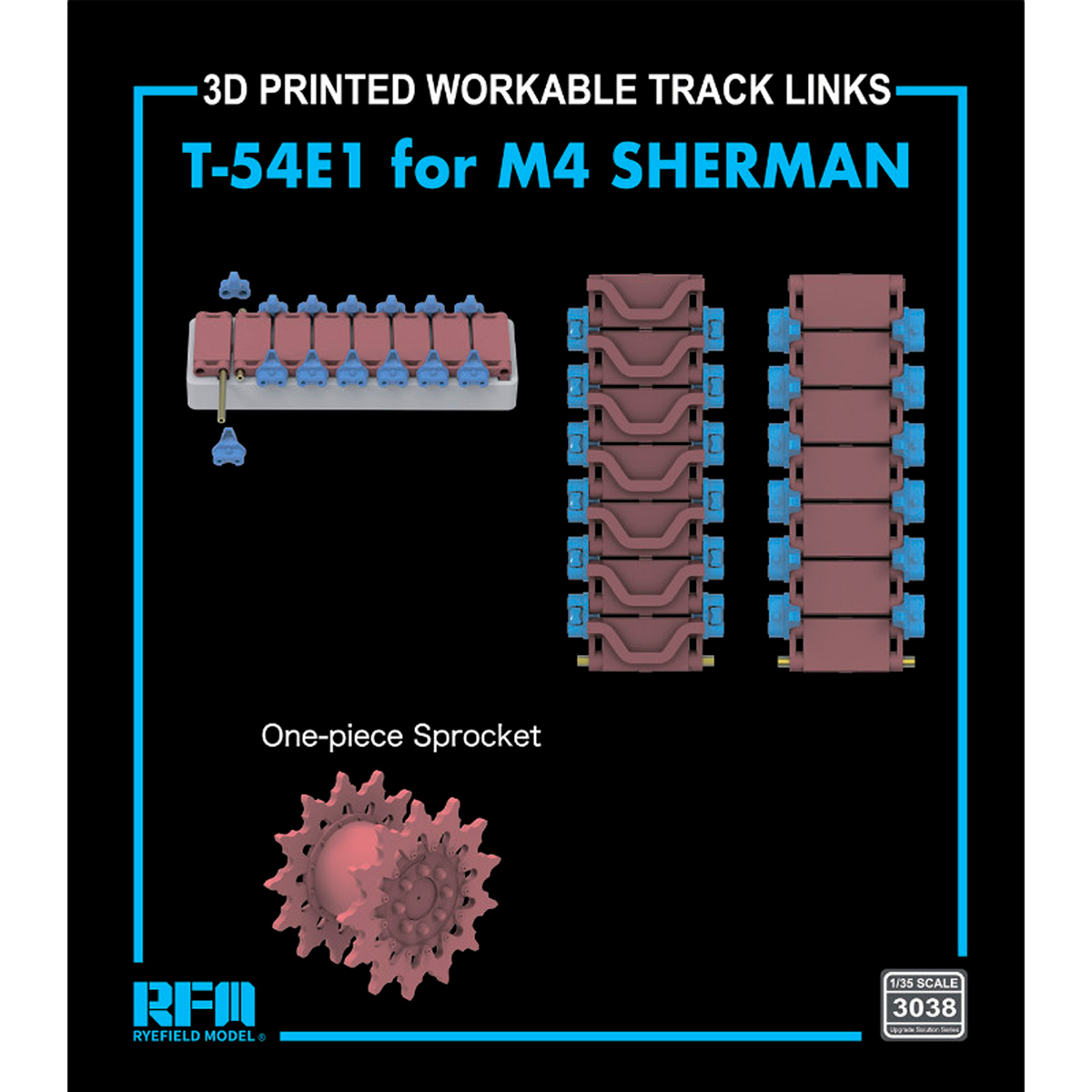 1/35 3D Printed work. tracks T-54E1 w/One-pc. Sprocket