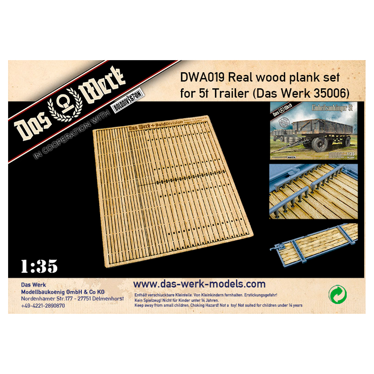 1/35 Real wood plank set 5t Trailer