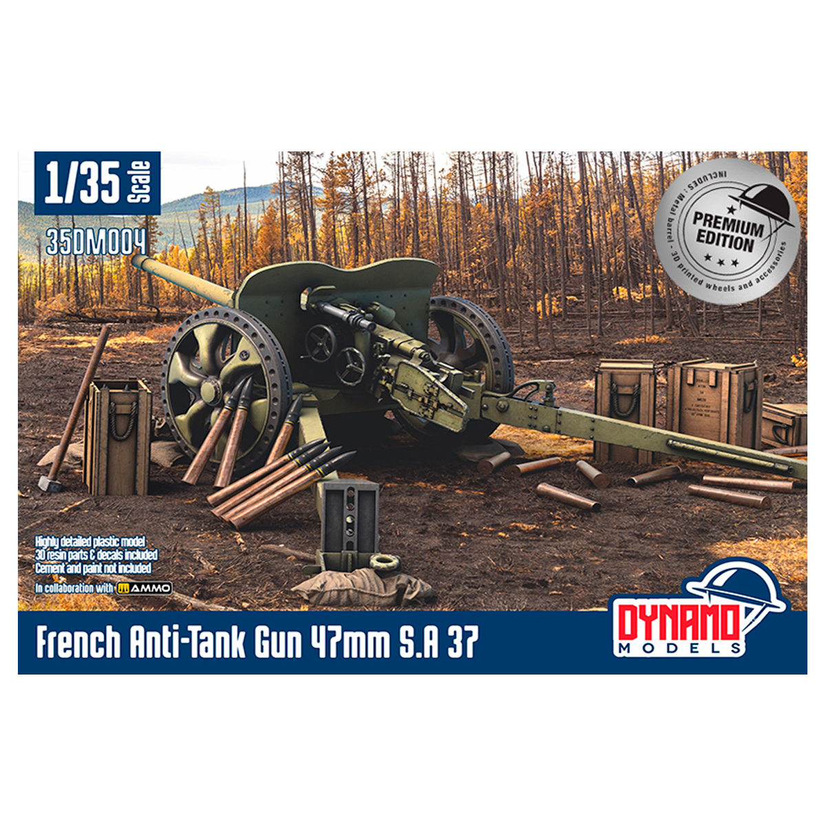 1/35 French Anti-Tank Gun 47mm S.A 37 Premium Edition