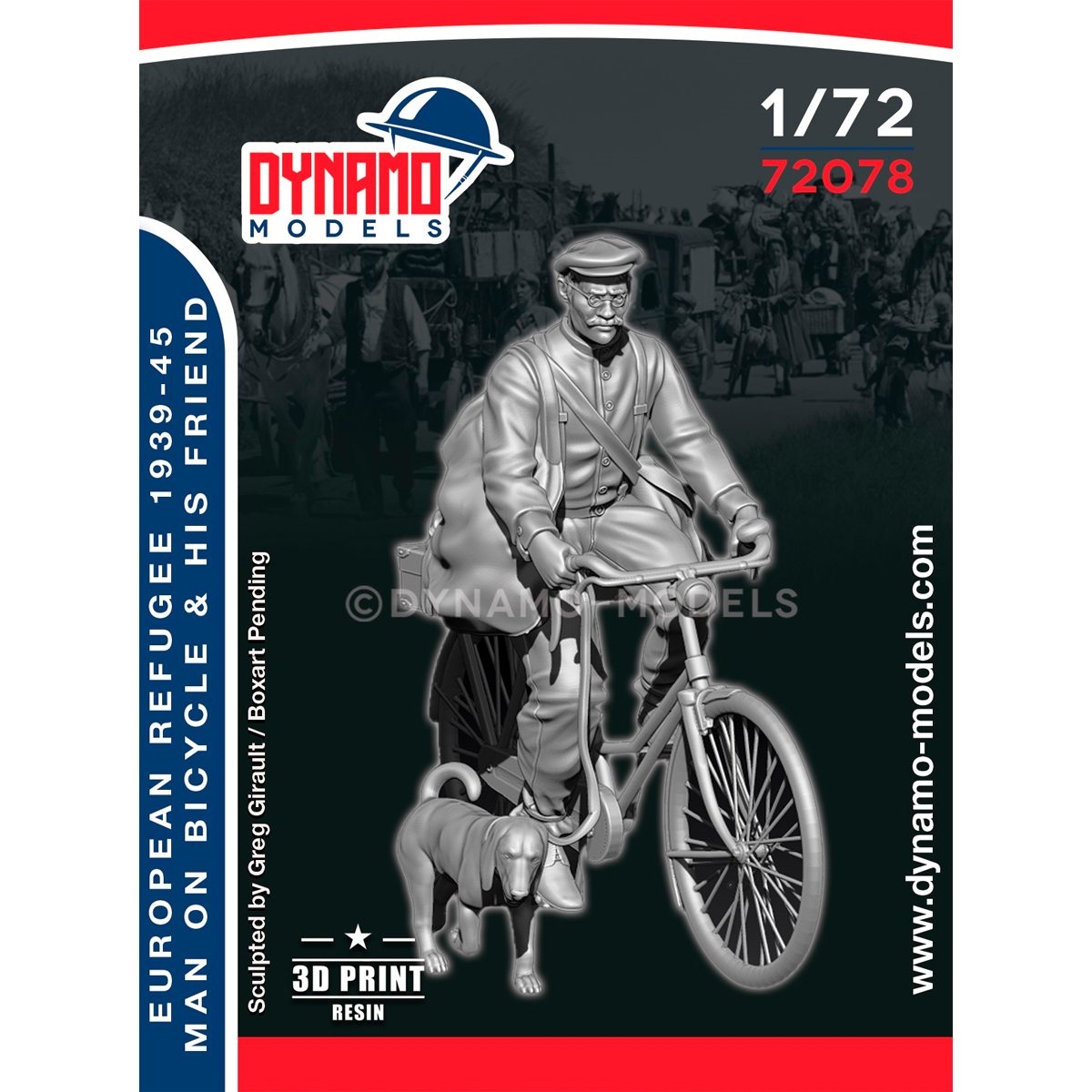 1/72 Civilian – Refugee Man on Bicycle and his Friend