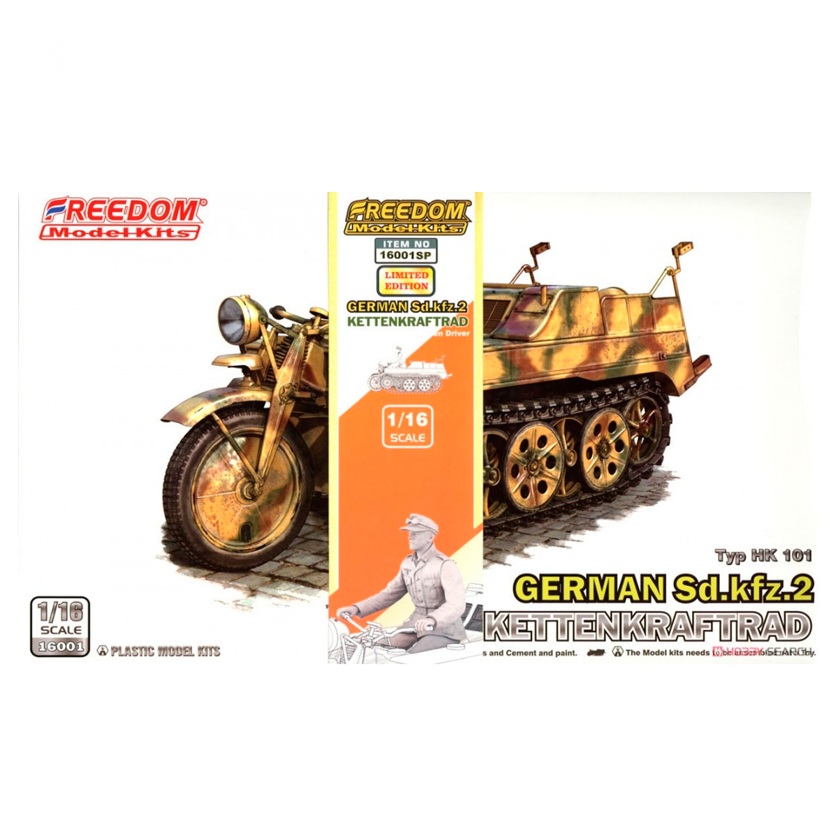 1/16 WWII German Sdkfz 2 Kettenkraftrad with Driver