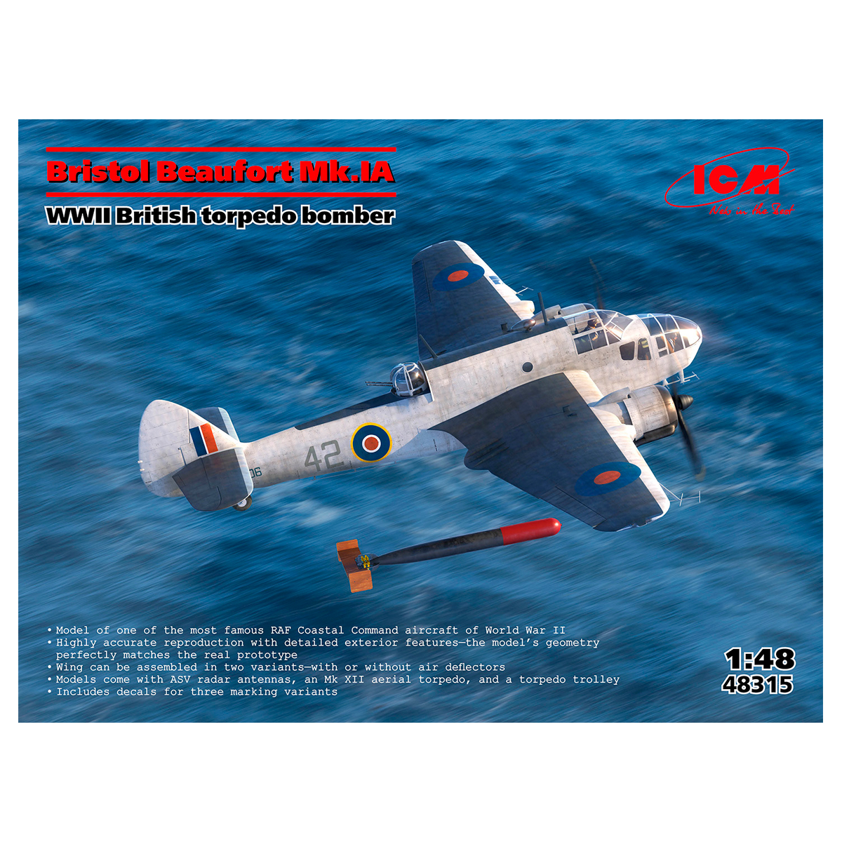 1/48 Bristol Beaufort Mk.IA, WWII British torpedo bomber