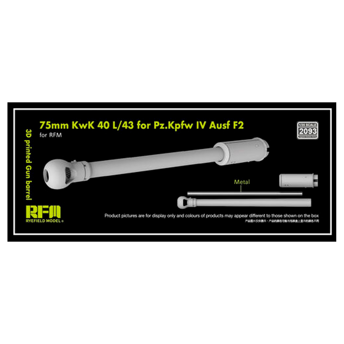 1/35 Gun barrel 75 mm KwK 40 L/43 Pz.Kpfw.IV F2 (3D-printed / for RFM Kits)