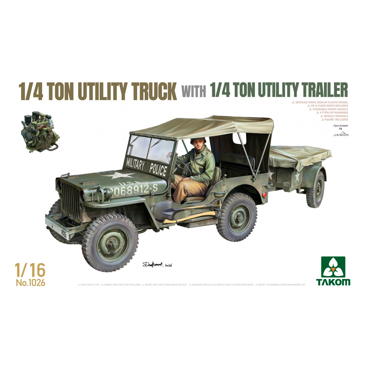 1/16 «1/4 ton» Utility Truck with «1/4 ton» Utility trailer
