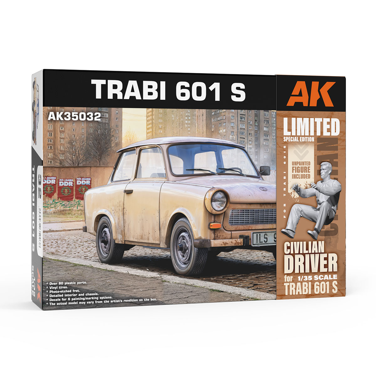 TRABI 601 S 1/35 with CIVILIAN DRIVER FIGURE (LIMITED SPECIAL EDITION)