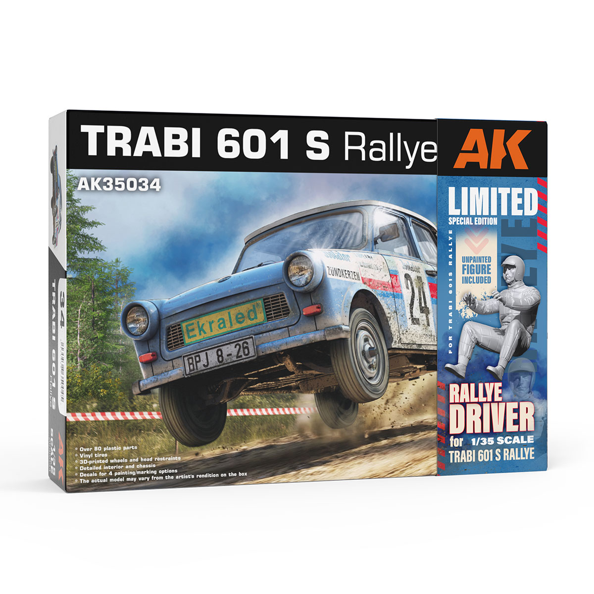 TRABI 601 RALLYE 1/35 with RALLYE DRIVER FIGURE (LIMITED SPECIAL EDITION)