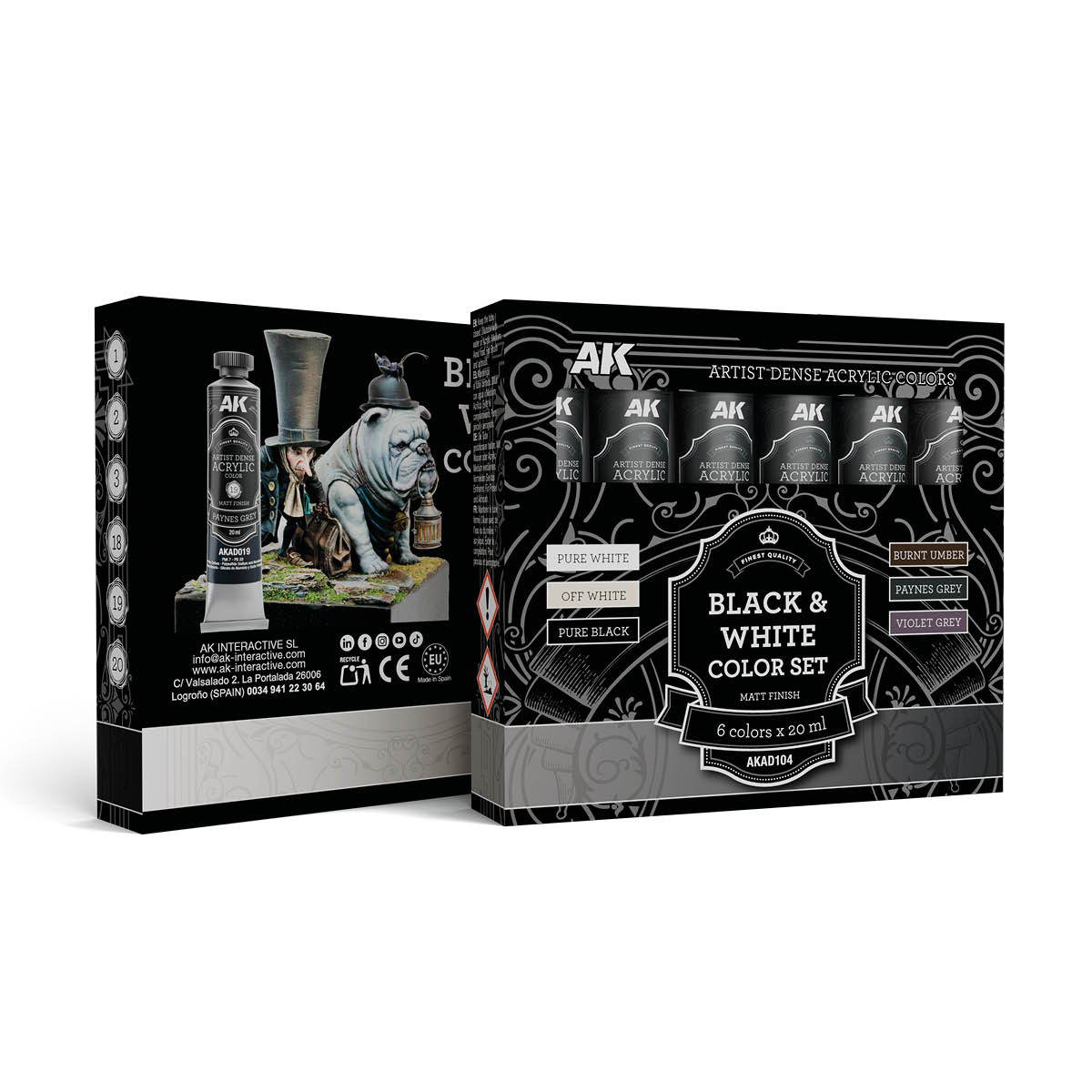 BLACK & WHITE COLOR SET – ARTISTIC DENSE ACRYLIC COLOR
