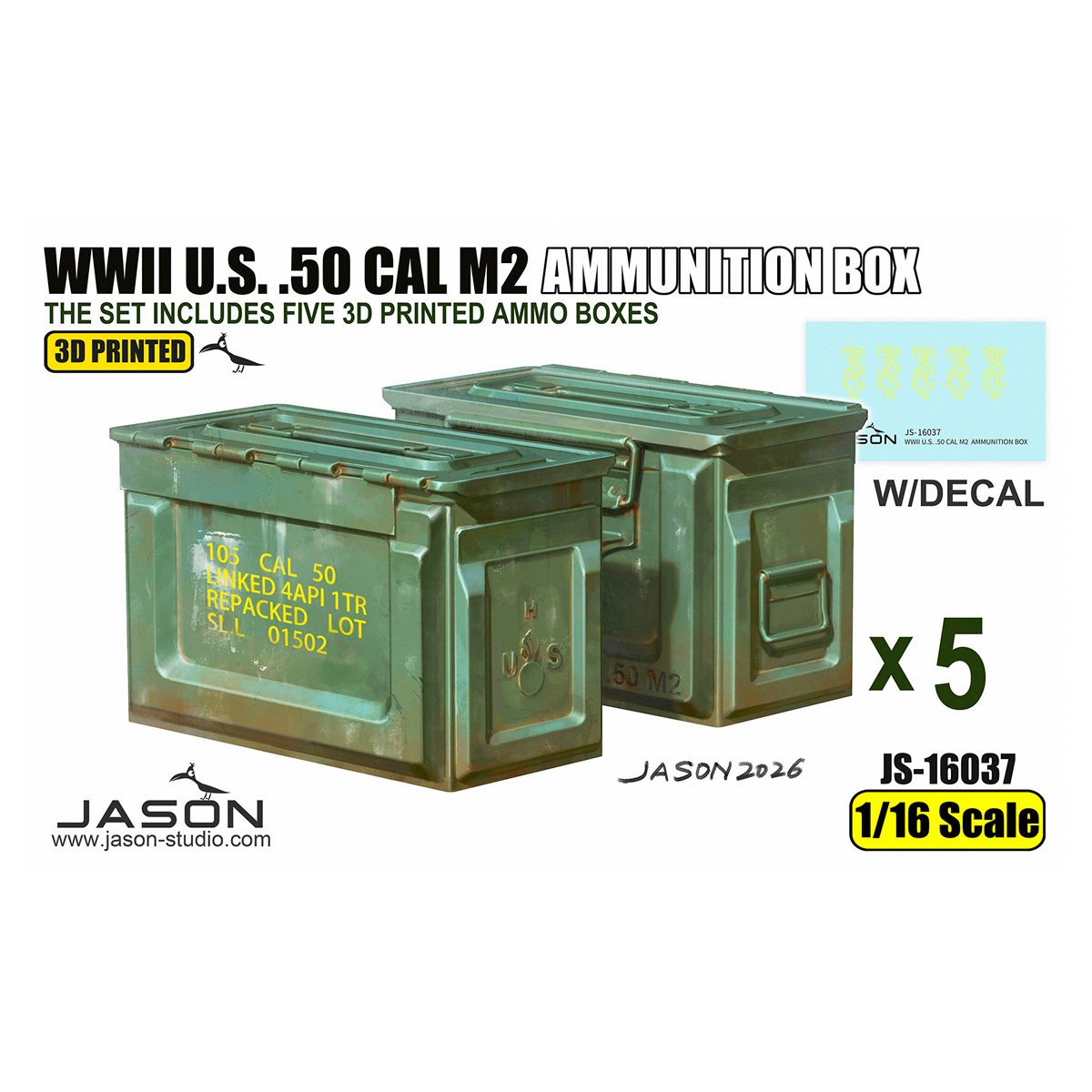 1/16 Scale WWII U.S. .50 Cal M2 Ammunition Box
