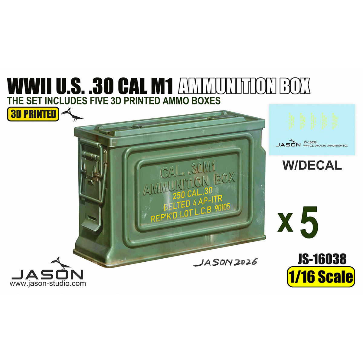 1/16 Scale WWII U.S. .30 Cal M1 Ammunition Box