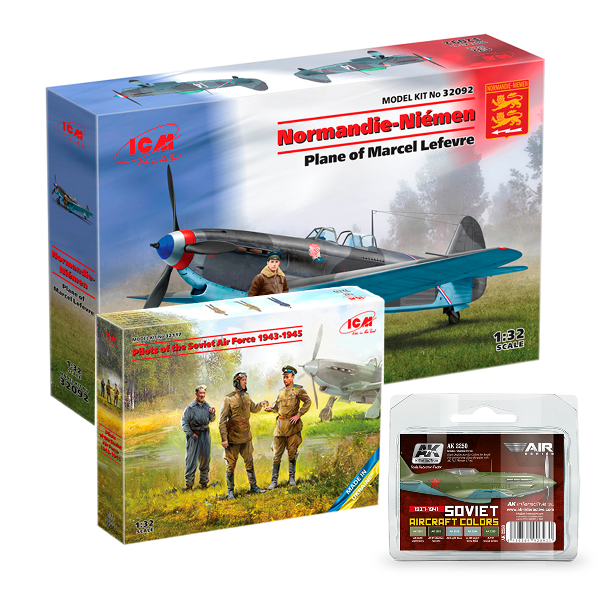 PACK ICM-32092 Normandie-Niemen. Plane of Marcel Lefevre (Yak-9T with Marcel Lefevre figure) 1/32