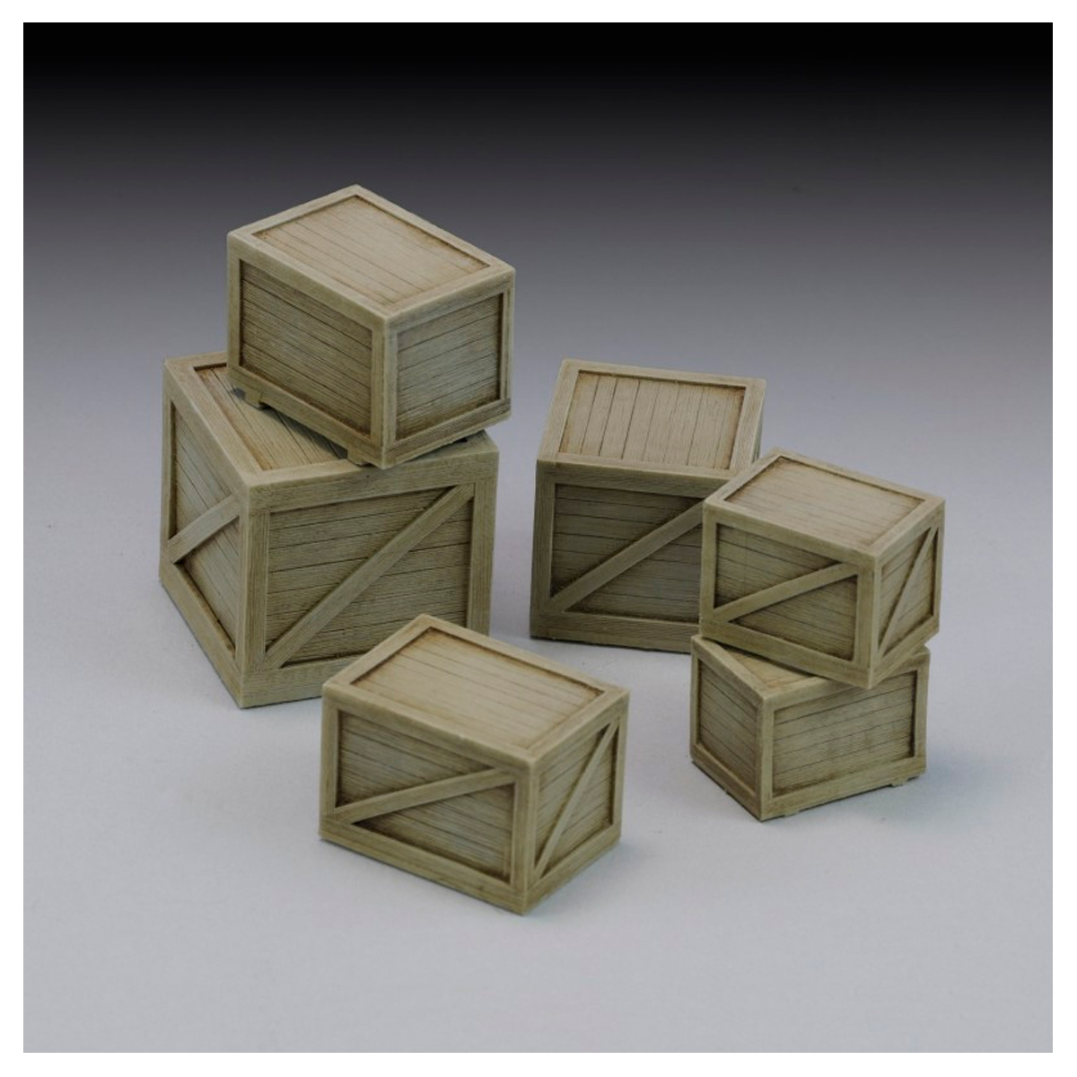 Conjunto surtido de cajas de madera para carga (escala 1/35)